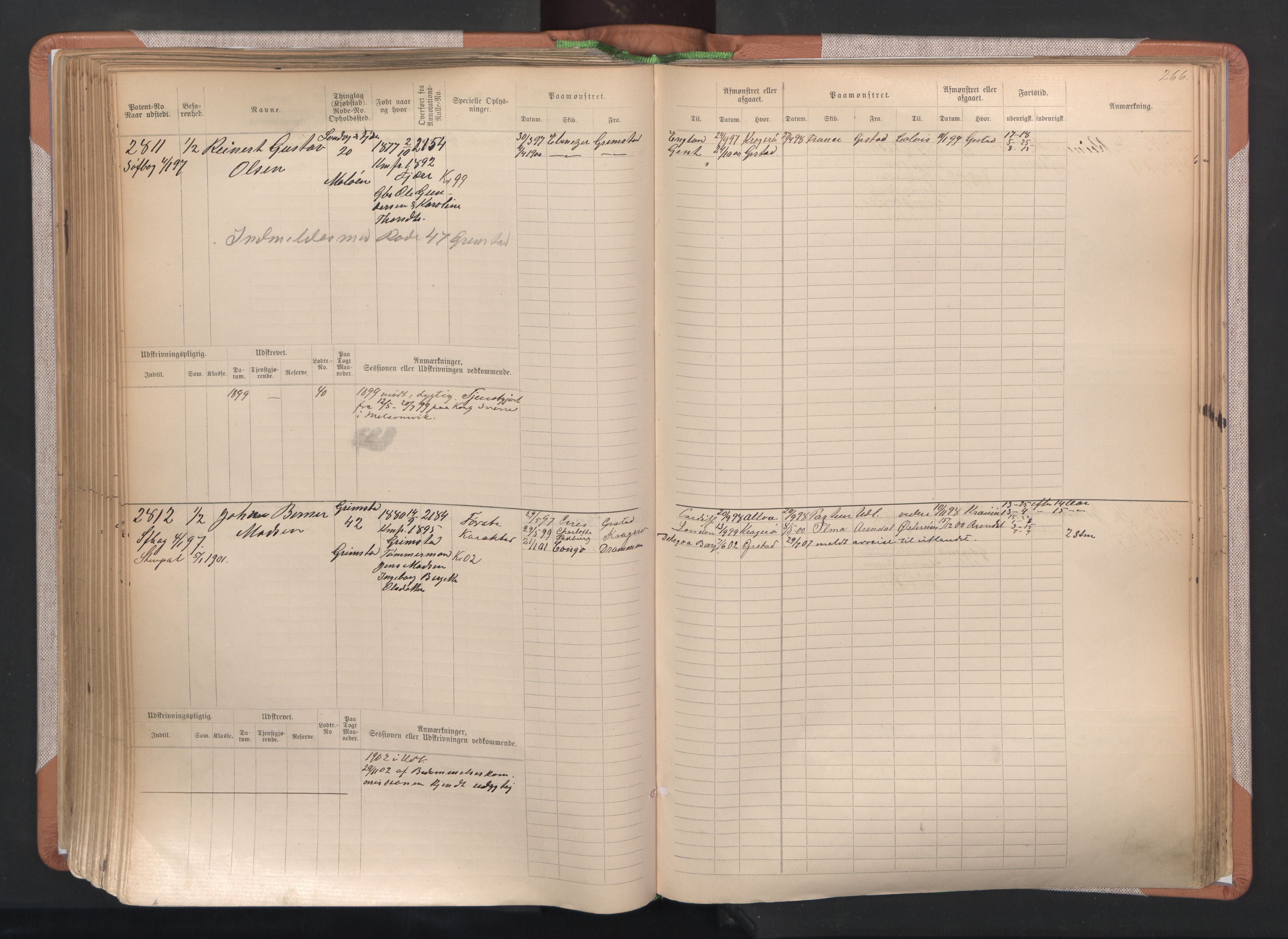 Grimstad mønstringskrets, AV/SAK-2031-0013/F/Fb/L0004: Hovedrulle A nr 2277-3042, F-7, 1889-1940, p. 274