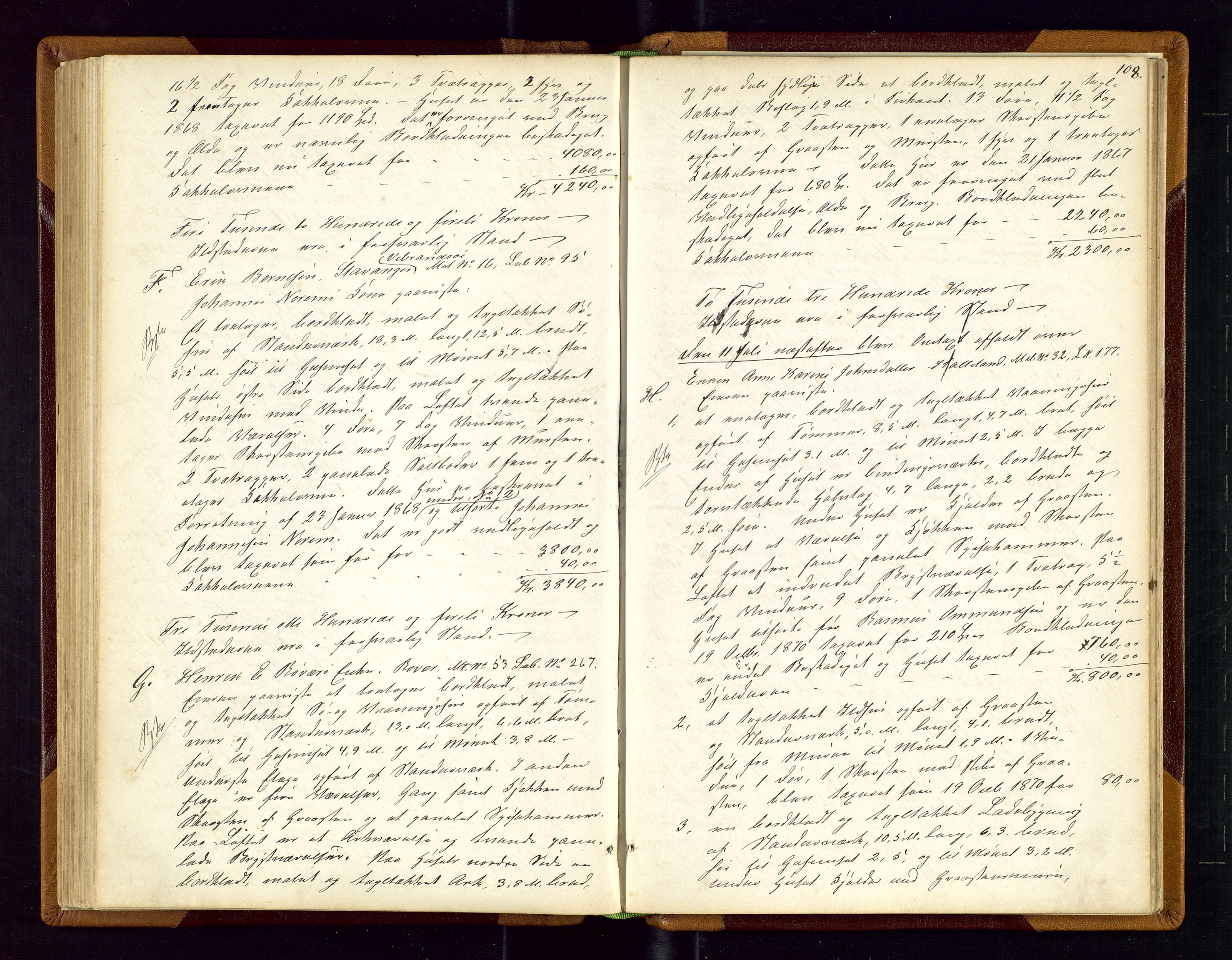 Torvestad lensmannskontor, AV/SAST-A-100307/1/Goa/L0001: "Brandtaxationsprotokol for Torvestad Thinglag", 1867-1883, p. 107b-108a