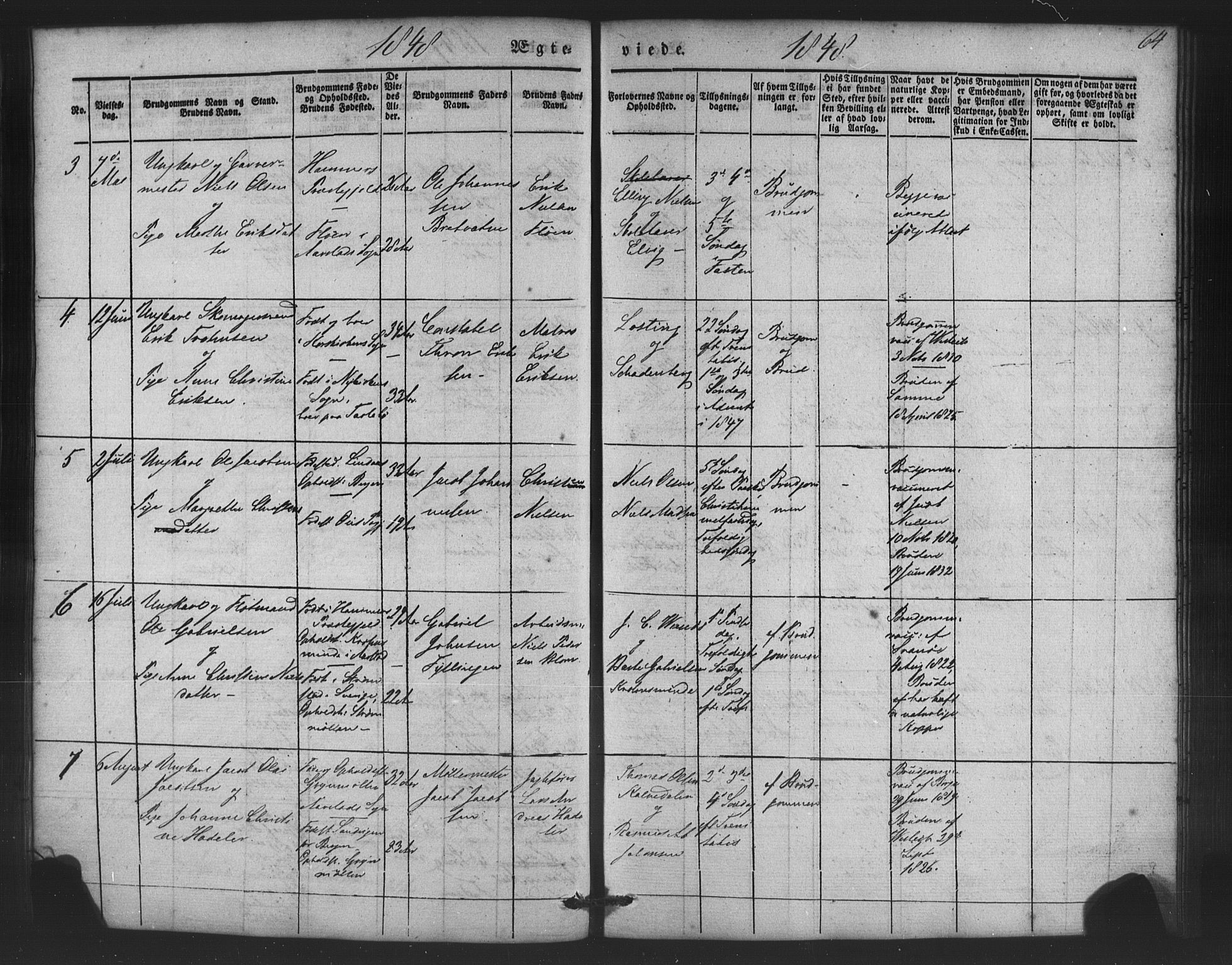St. Jørgens hospital og Årstad sokneprestembete, AV/SAB-A-99934: Parish register (copy) no. A 5, 1844-1871, p. 64