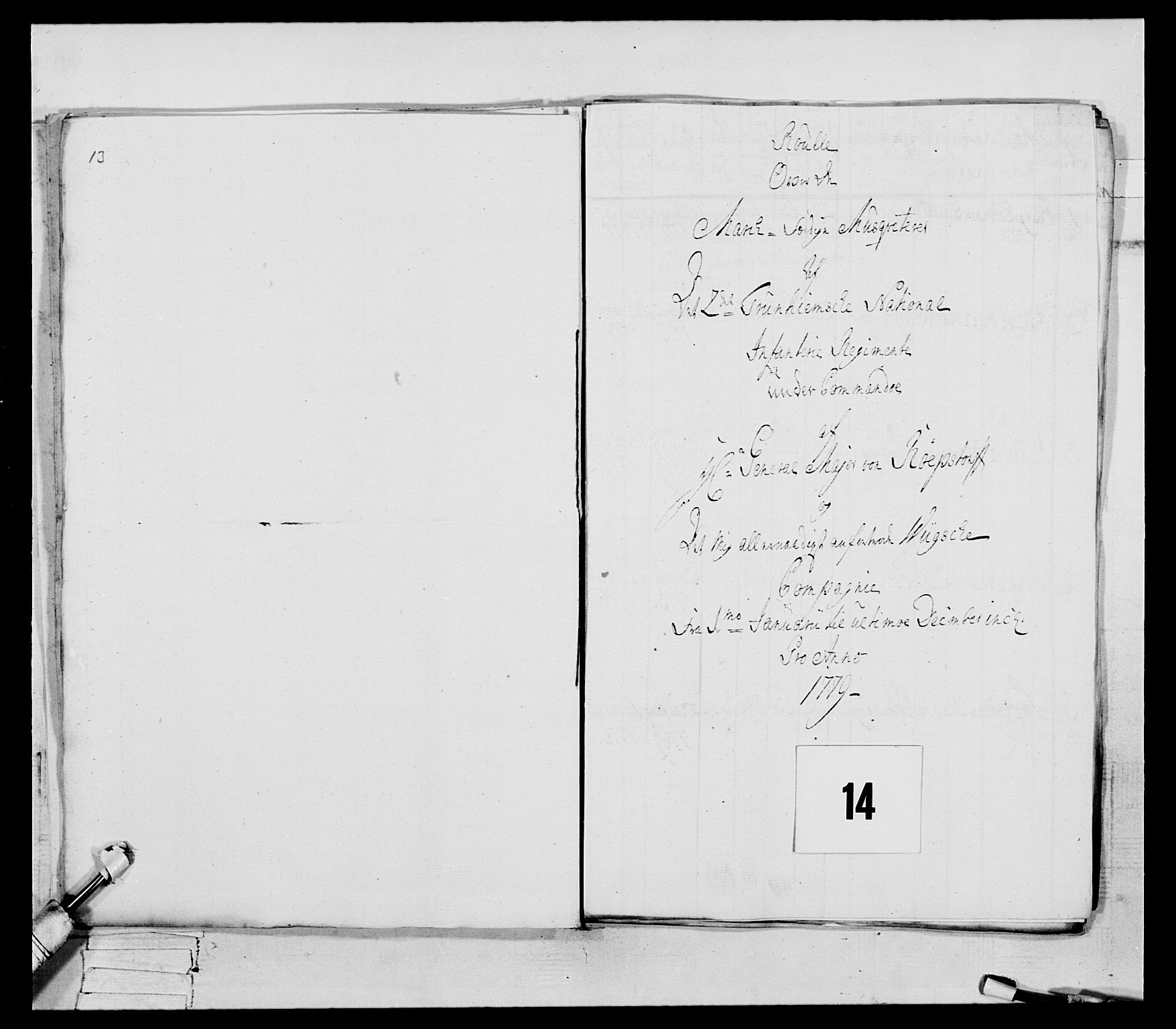 Generalitets- og kommissariatskollegiet, Det kongelige norske kommissariatskollegium, RA/EA-5420/E/Eh/L0078: 2. Trondheimske nasjonale infanteriregiment, 1779-1780, p. 51