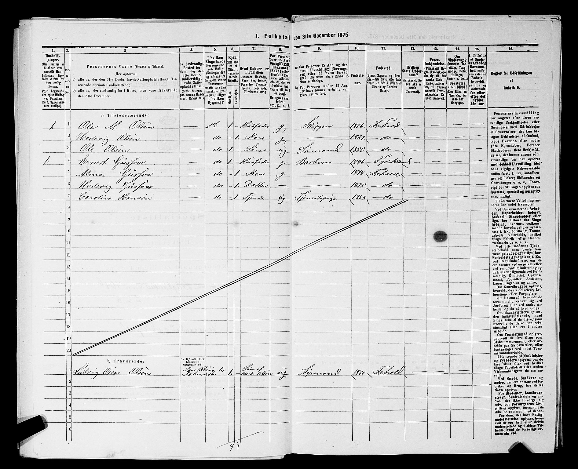 RA, 1875 census for 0101P Fredrikshald, 1875, p. 795