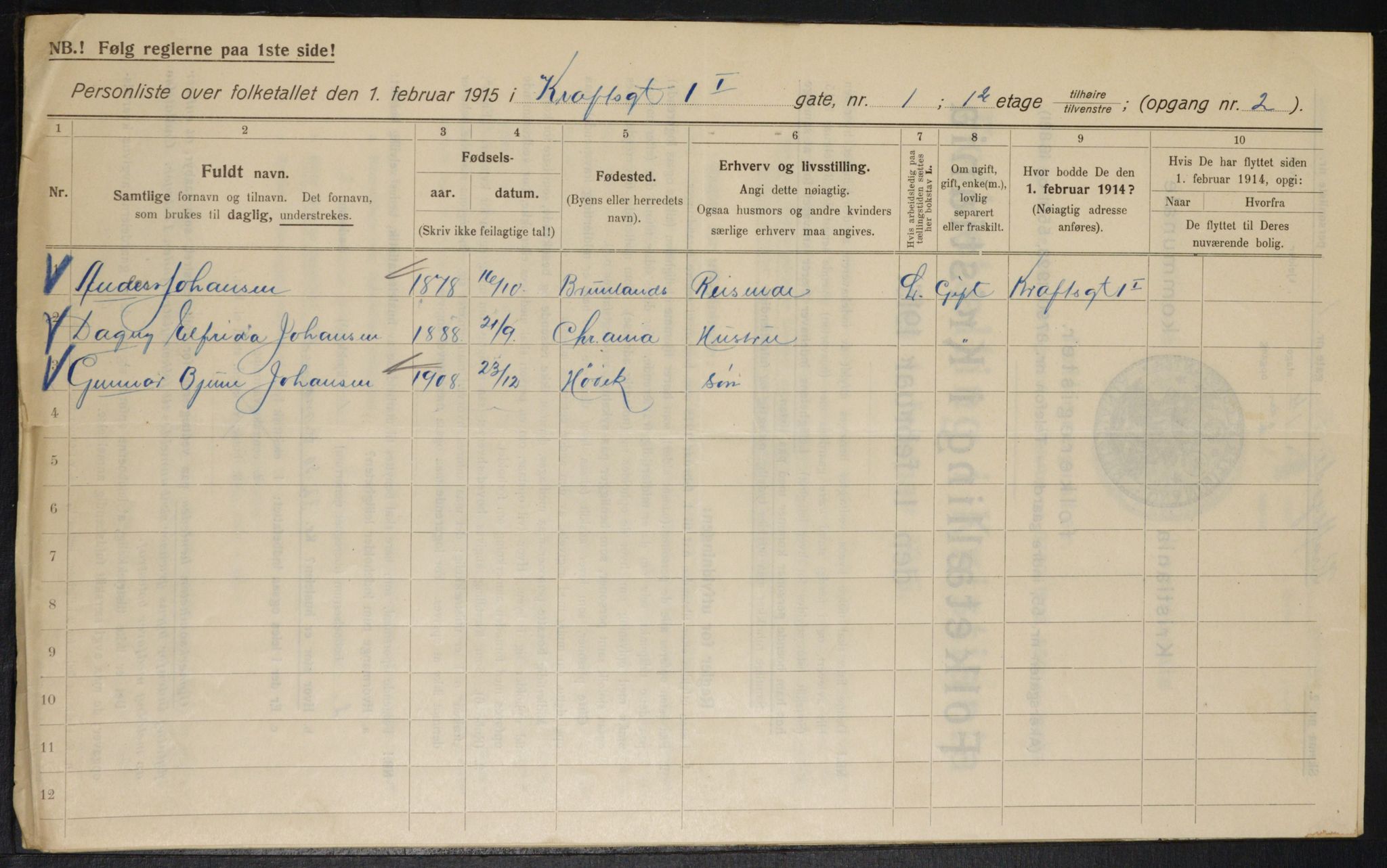 OBA, Municipal Census 1915 for Kristiania, 1915, p. 53435