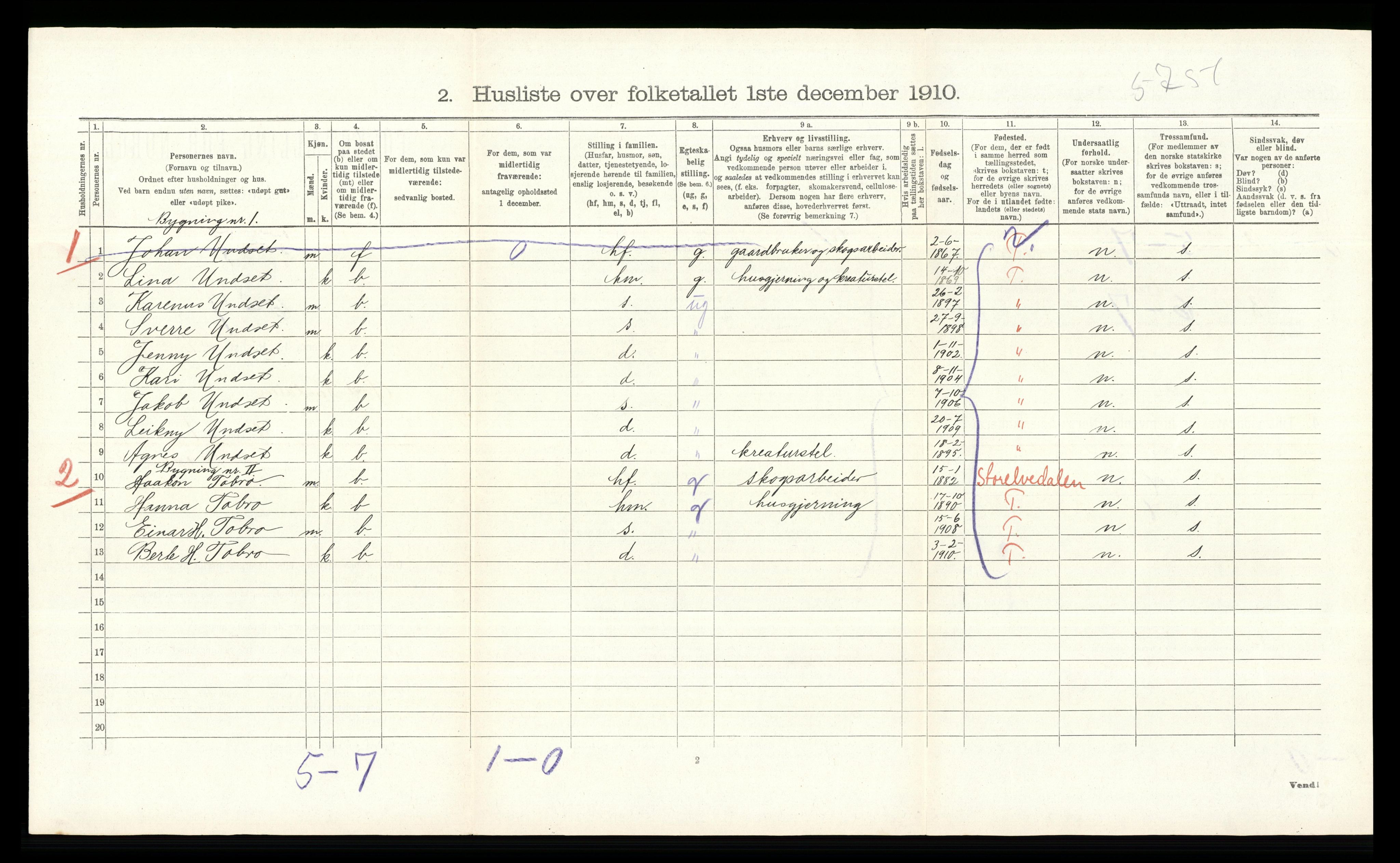 RA, 1910 census for Øvre Rendal, 1910, p. 385