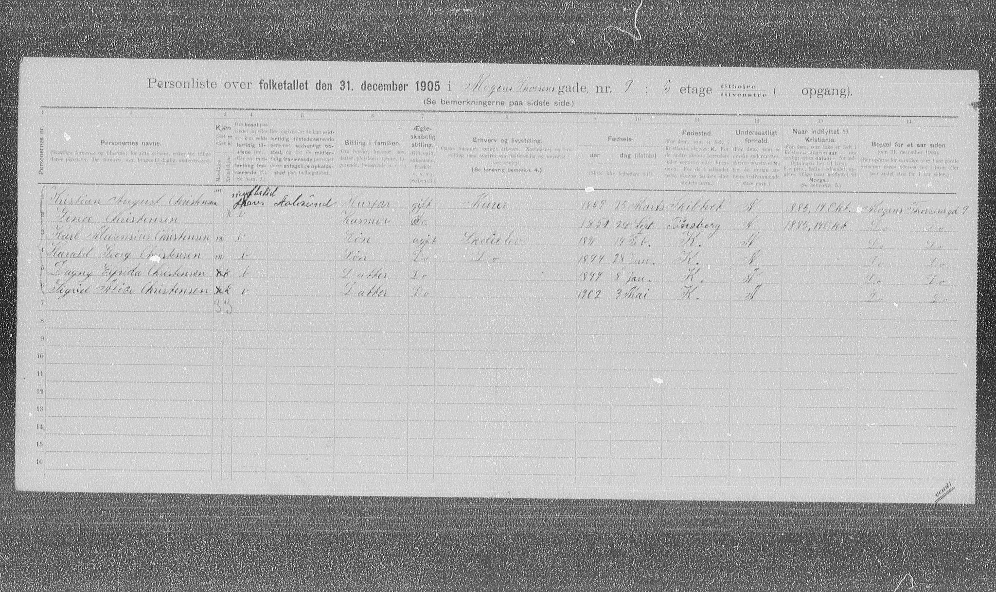 OBA, Municipal Census 1905 for Kristiania, 1905, p. 34484