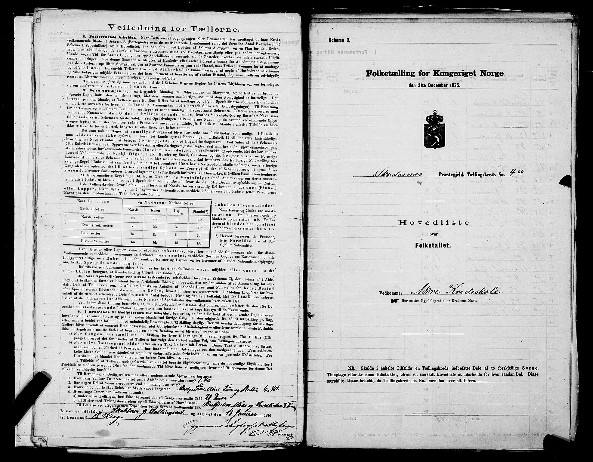 SAST, 1875 census for 1150L Skudenes/Falnes, Åkra og Ferkingstad, 1875, p. 12