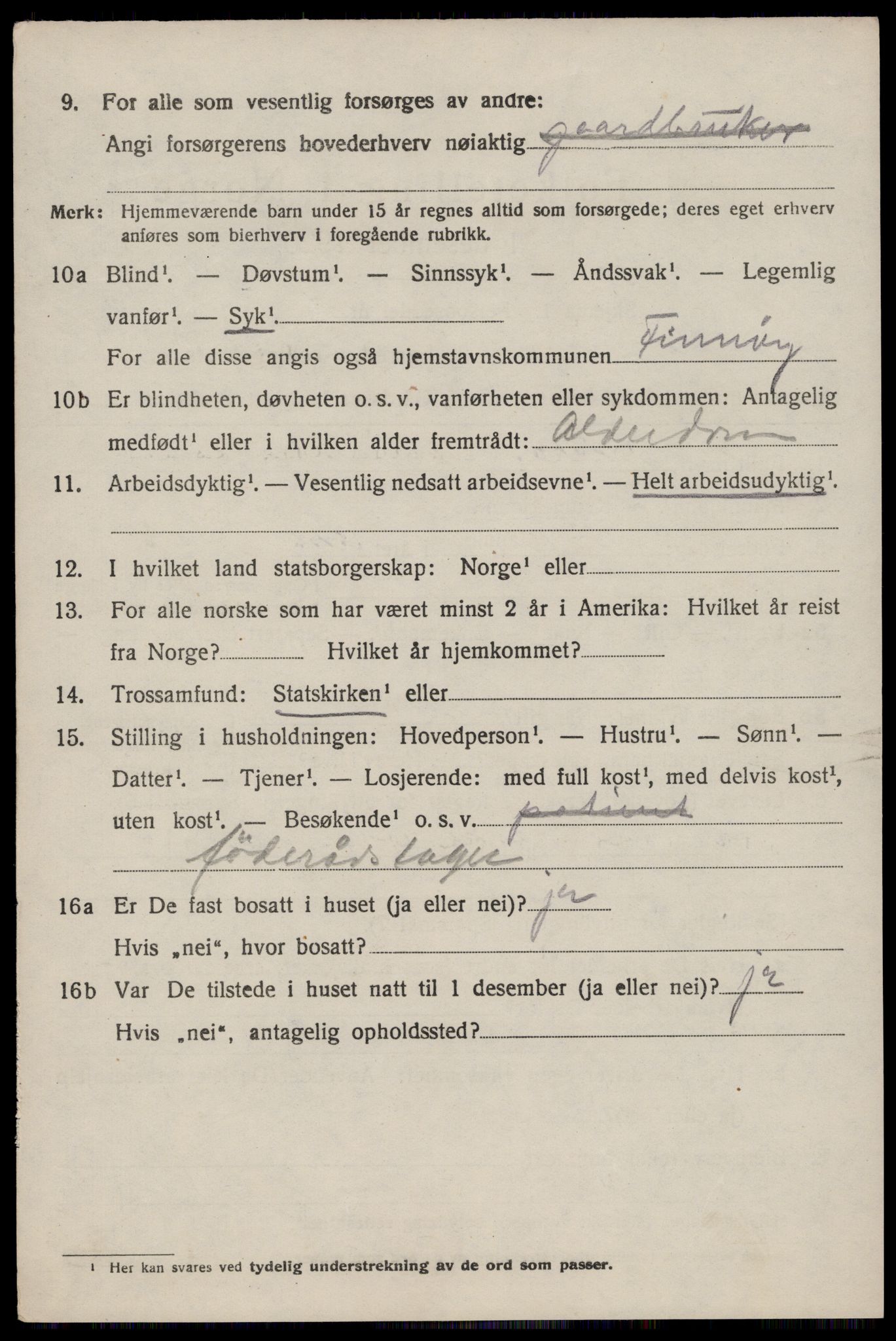 SAST, 1920 census for Finnøy, 1920, p. 2165