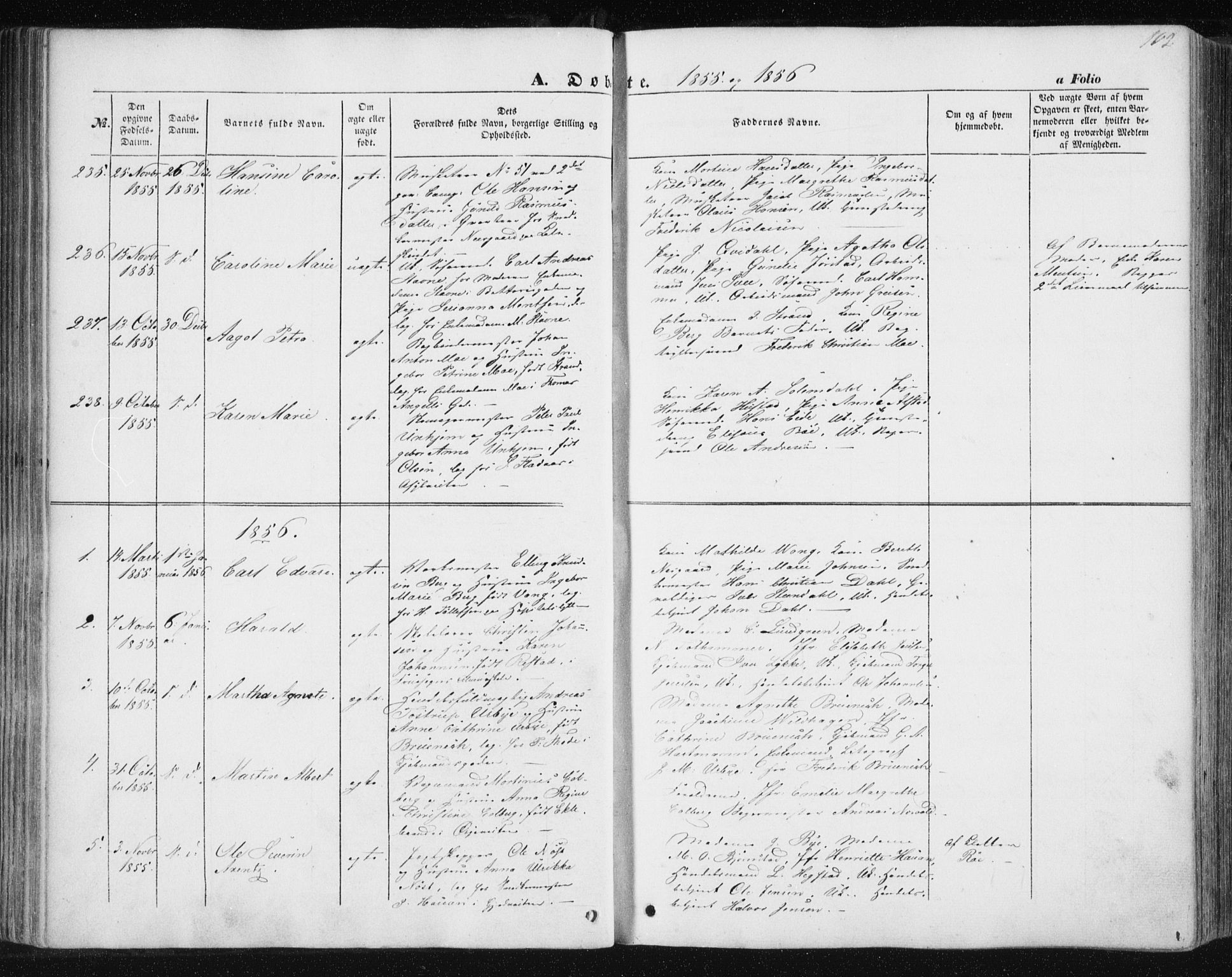 Ministerialprotokoller, klokkerbøker og fødselsregistre - Sør-Trøndelag, SAT/A-1456/602/L0112: Parish register (official) no. 602A10, 1848-1859, p. 102