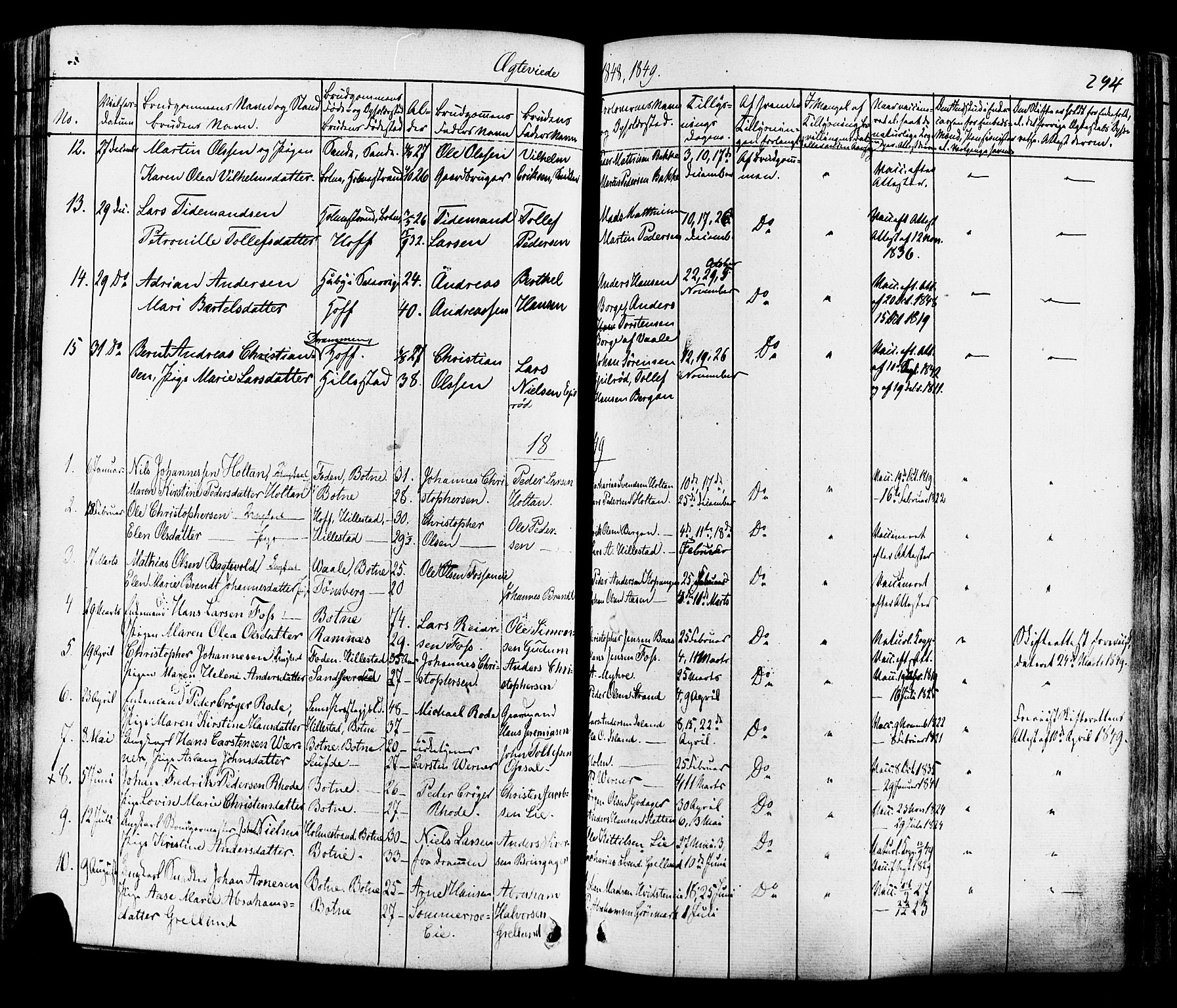 Botne kirkebøker, SAKO/A-340/F/Fa/L0006: Parish register (official) no. I 6, 1836-1877, p. 294
