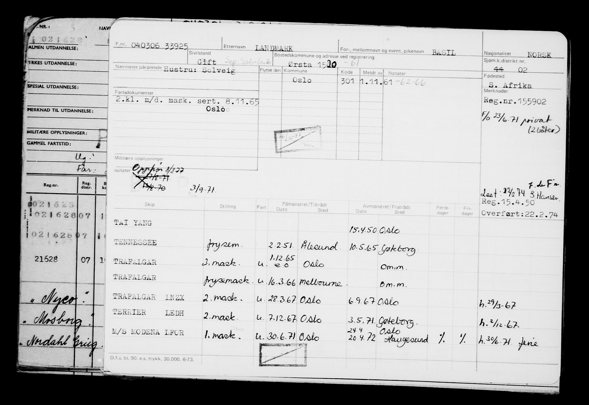 Direktoratet for sjømenn, AV/RA-S-3545/G/Gb/L0064: Hovedkort, 1906, p. 43