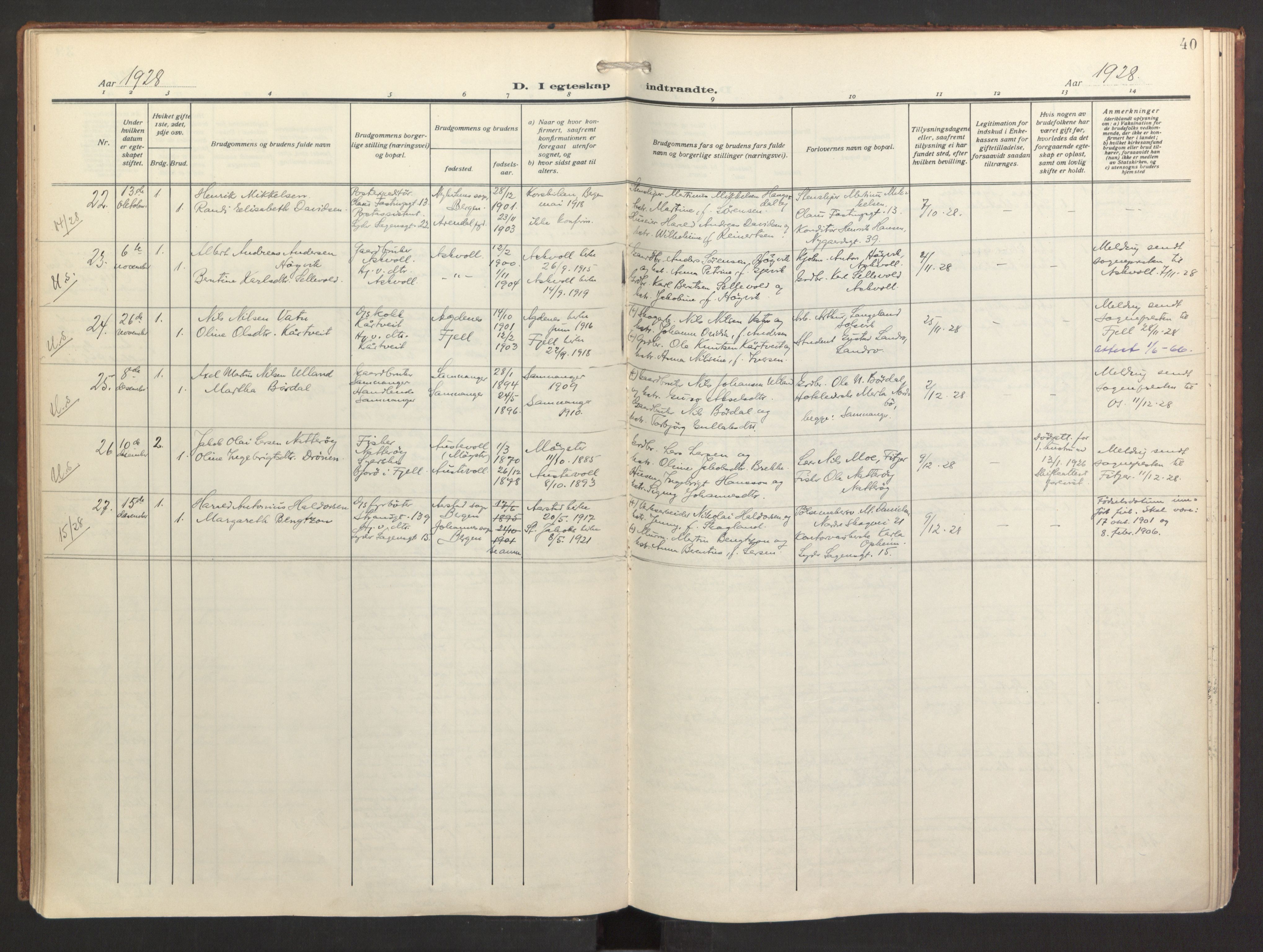 St. Jacob sokneprestembete, AV/SAB-A-78001/H/Haa/L0005: Parish register (official) no. C 1, 1917-1951, p. 40