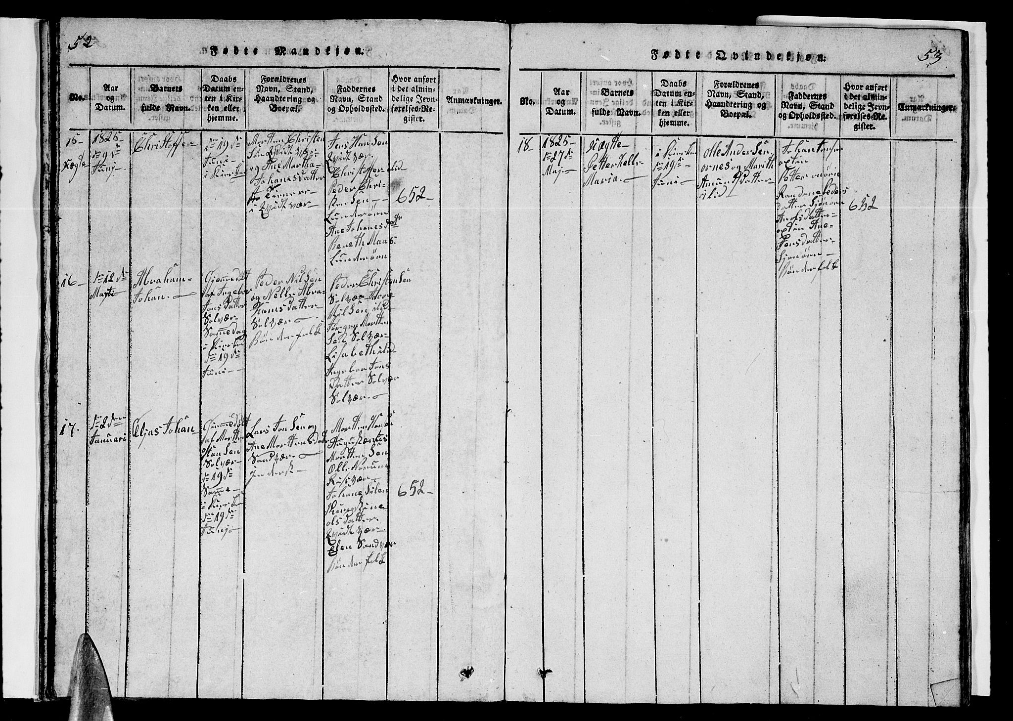 Ministerialprotokoller, klokkerbøker og fødselsregistre - Nordland, AV/SAT-A-1459/839/L0571: Parish register (copy) no. 839C01, 1820-1840, p. 52-53