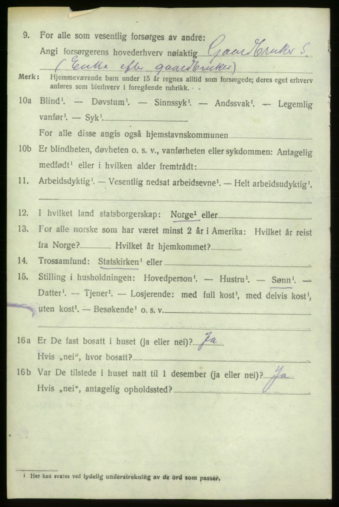 SAB, 1920 census for Bremnes, 1920, p. 6113