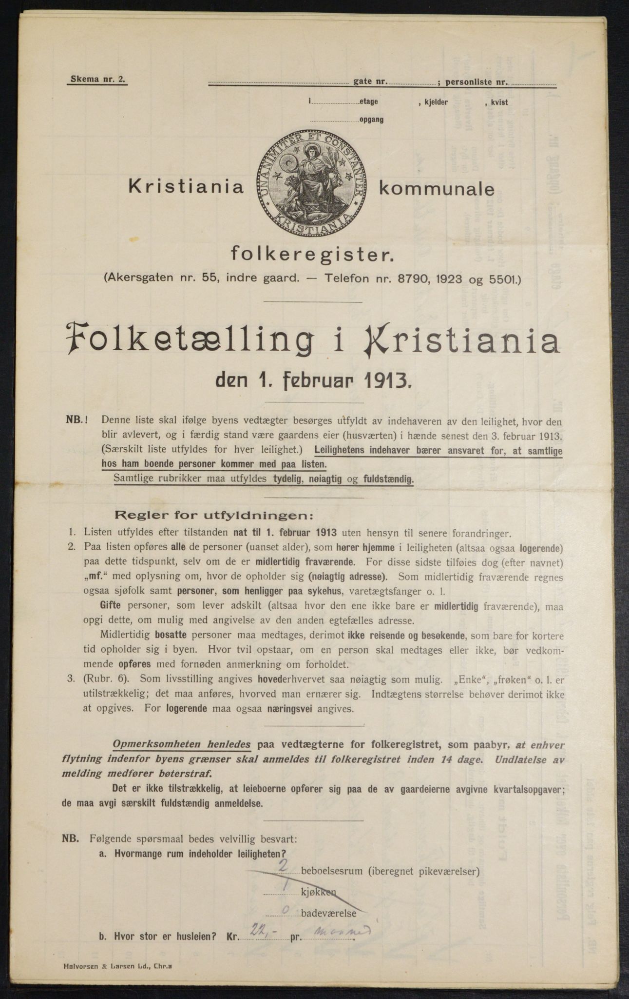 OBA, Municipal Census 1913 for Kristiania, 1913, p. 122352