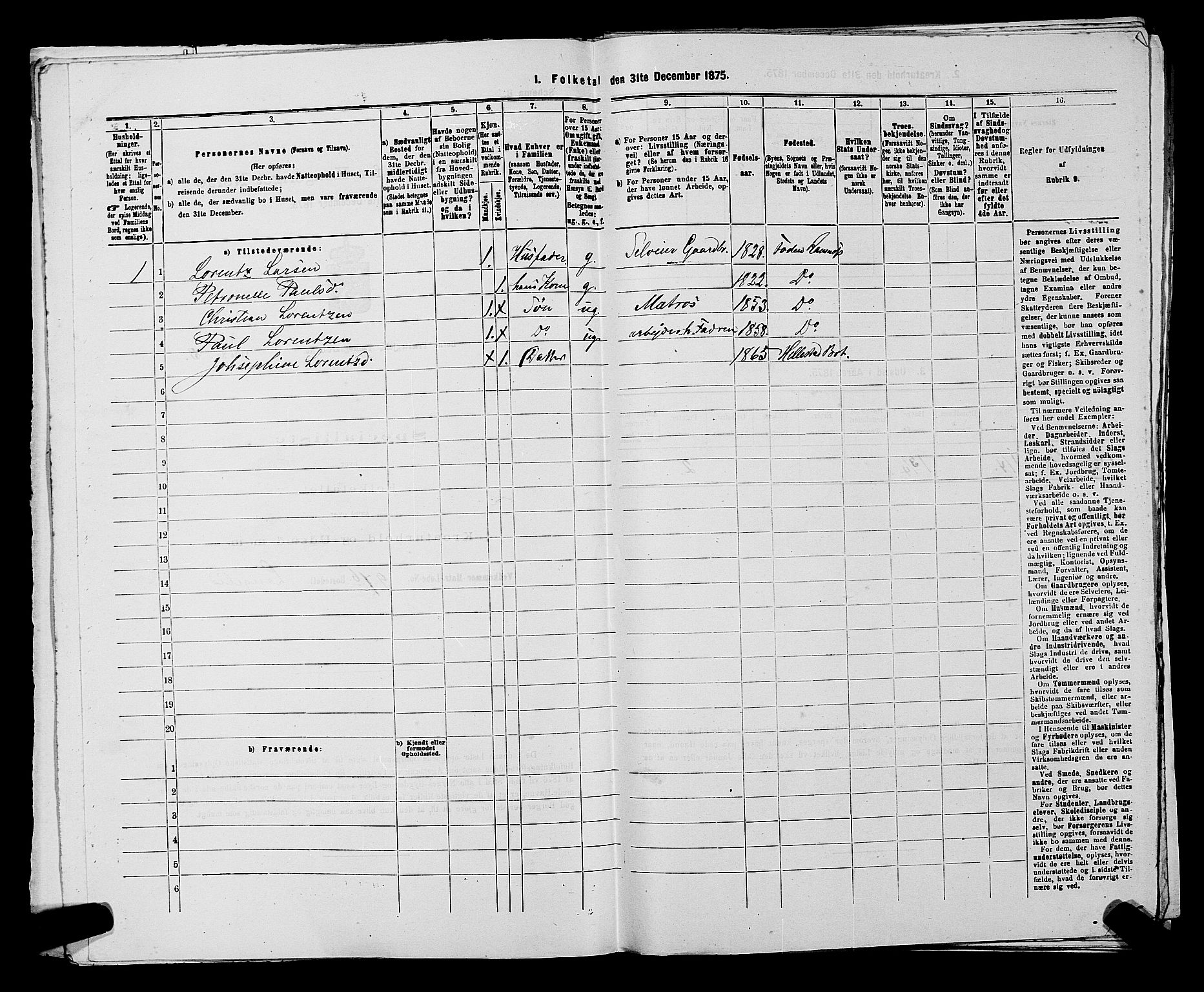 SAKO, 1875 census for 0715P Botne, 1875, p. 390