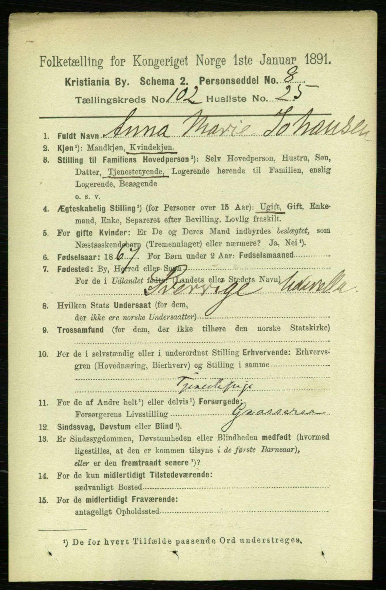 RA, 1891 census for 0301 Kristiania, 1891, p. 51079