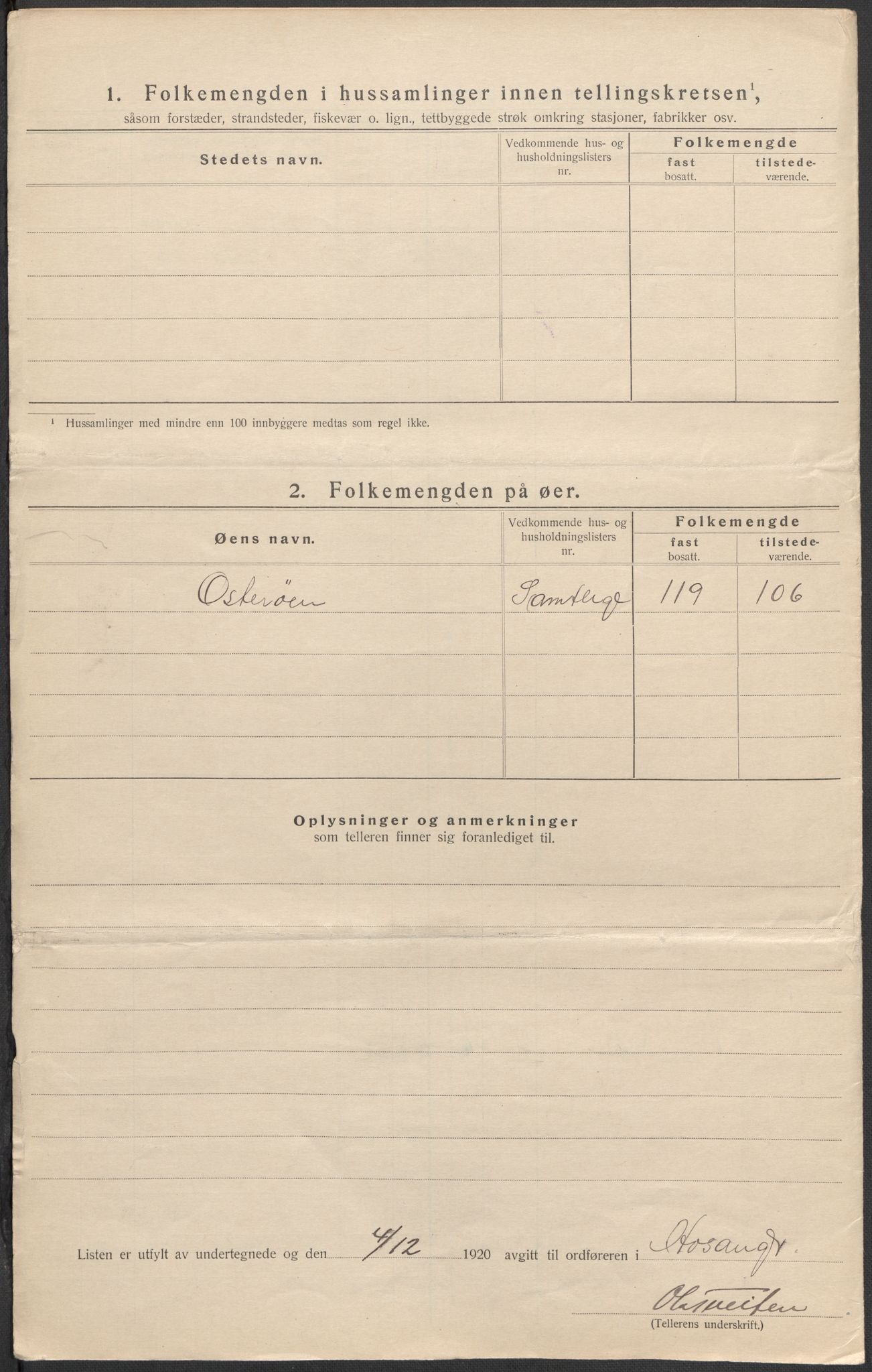 SAB, 1920 census for Hosanger, 1920, p. 19