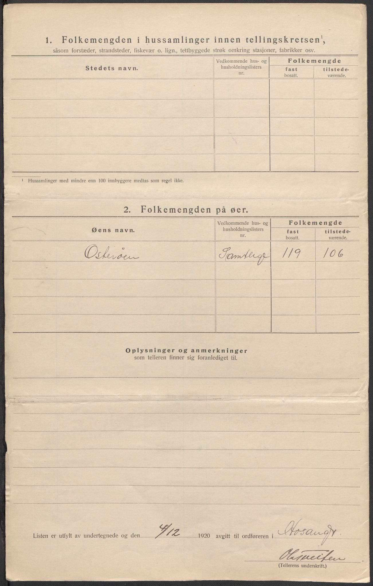 SAB, 1920 census for Hosanger, 1920, p. 19