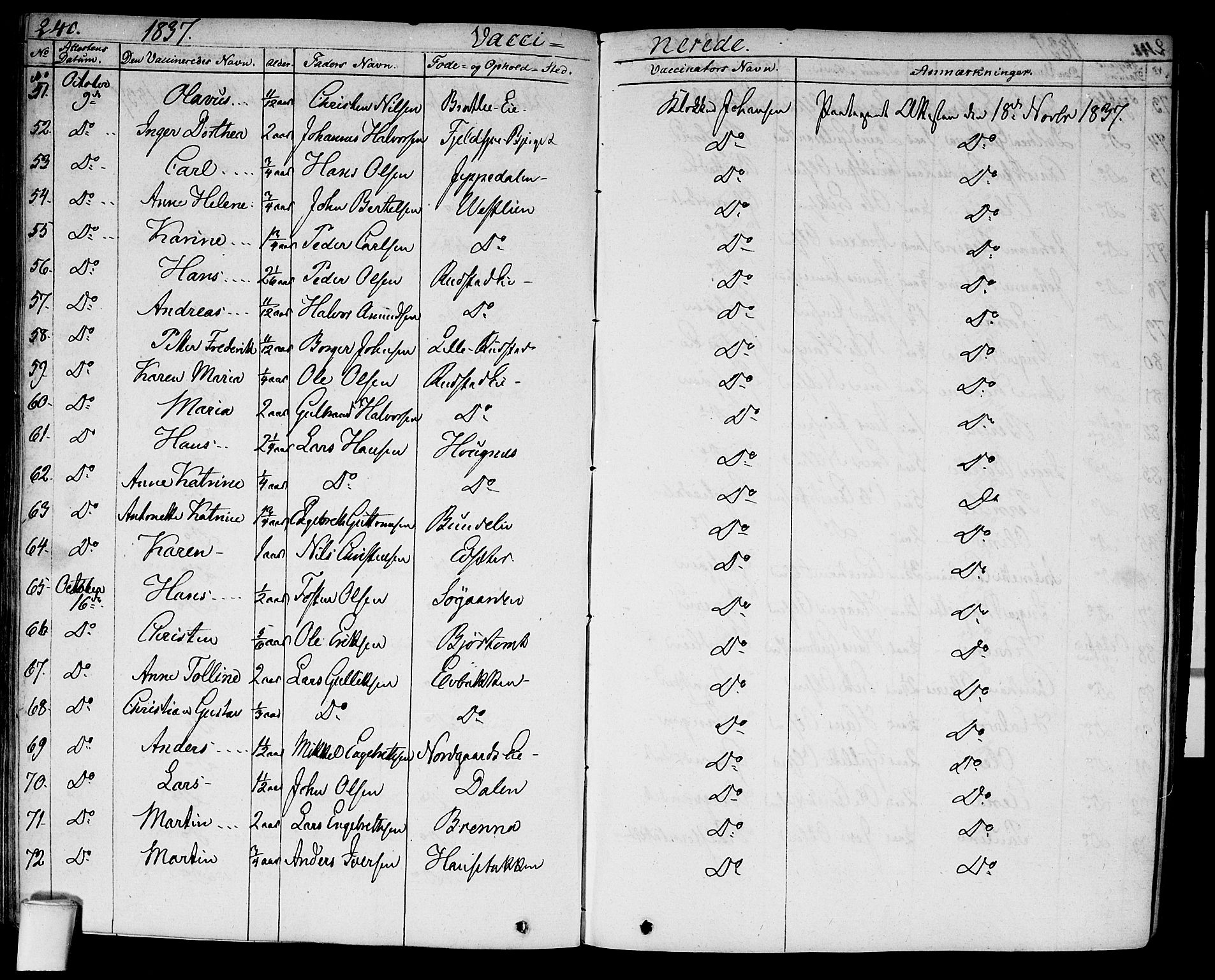 Hurdal prestekontor Kirkebøker, AV/SAO-A-10889/F/Fa/L0004: Parish register (official) no. I 4, 1828-1845, p. 240