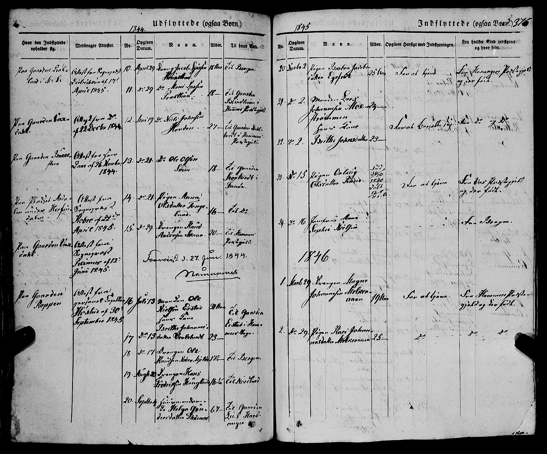 Haus sokneprestembete, AV/SAB-A-75601/H/Haa: Parish register (official) no. A 15, 1838-1847, p. 376