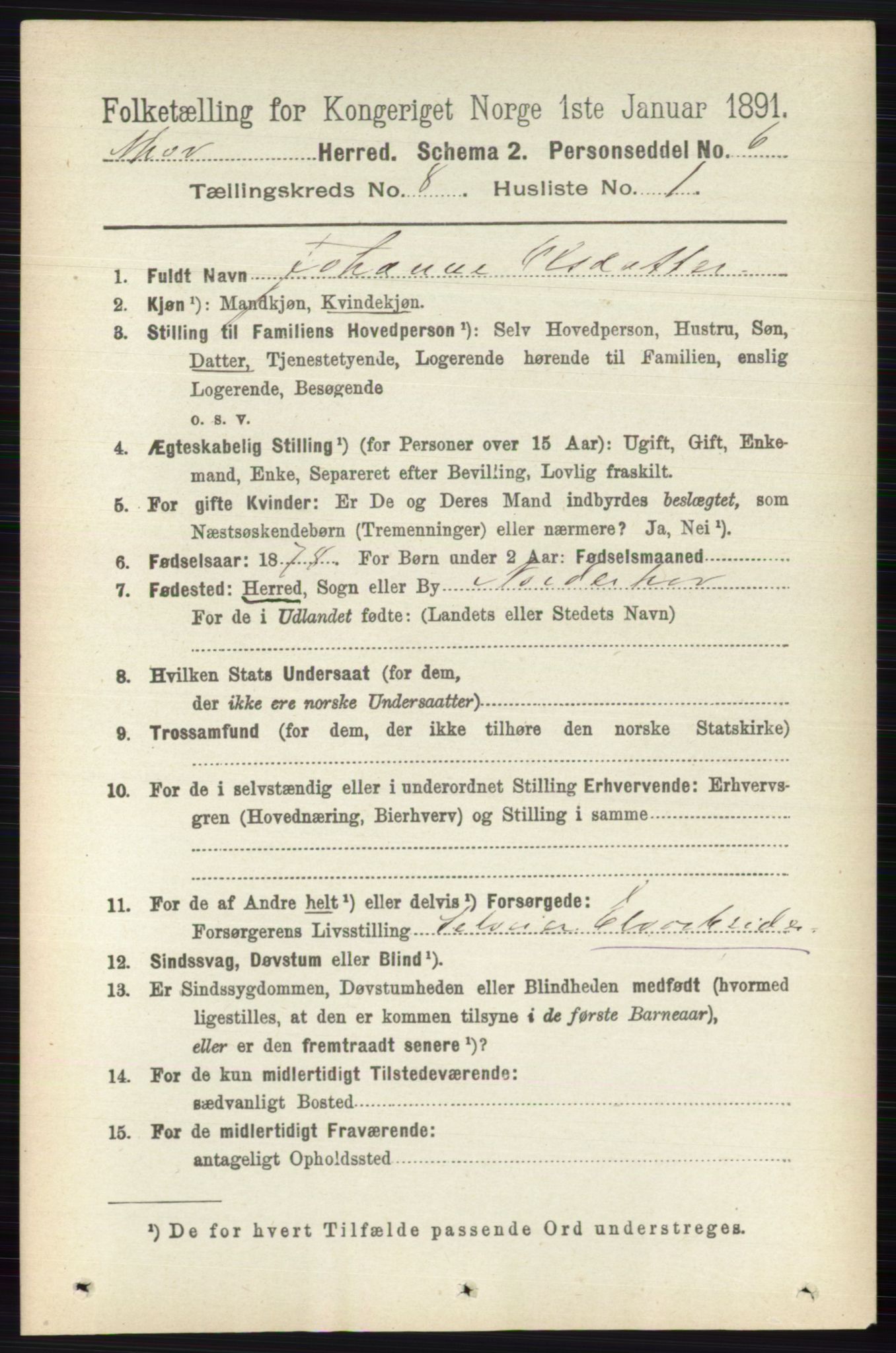 RA, 1891 census for 0613 Norderhov, 1891, p. 5564