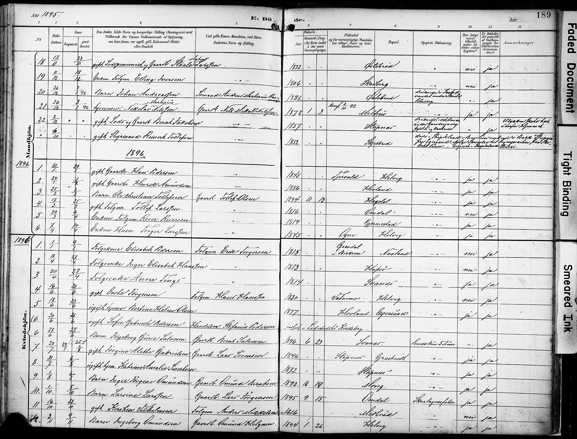 Eigersund sokneprestkontor, AV/SAST-A-101807/S08/L0018: Parish register (official) no. A 17, 1892-1905, p. 189