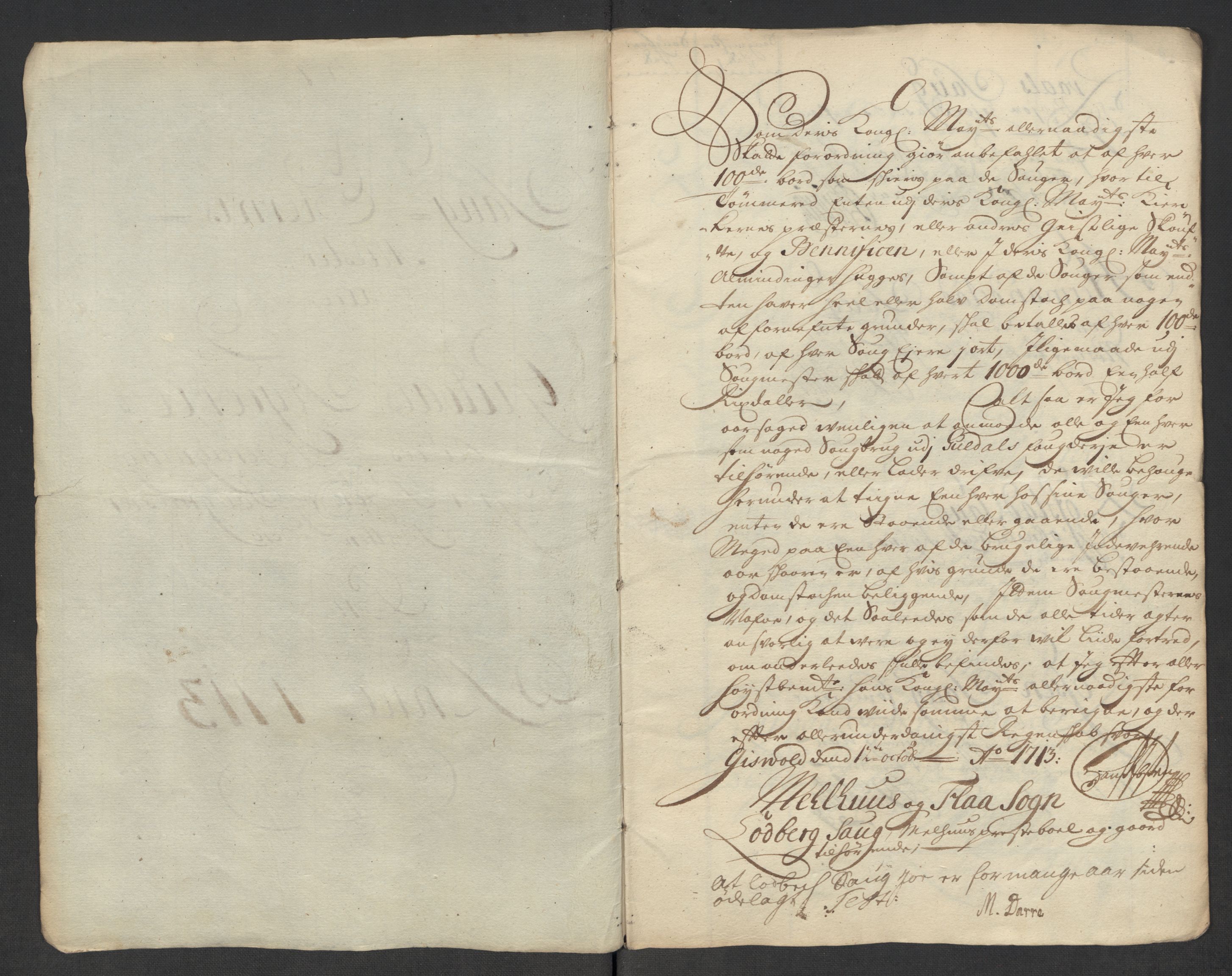 Rentekammeret inntil 1814, Reviderte regnskaper, Fogderegnskap, AV/RA-EA-4092/R60/L3964: Fogderegnskap Orkdal og Gauldal, 1713, p. 327