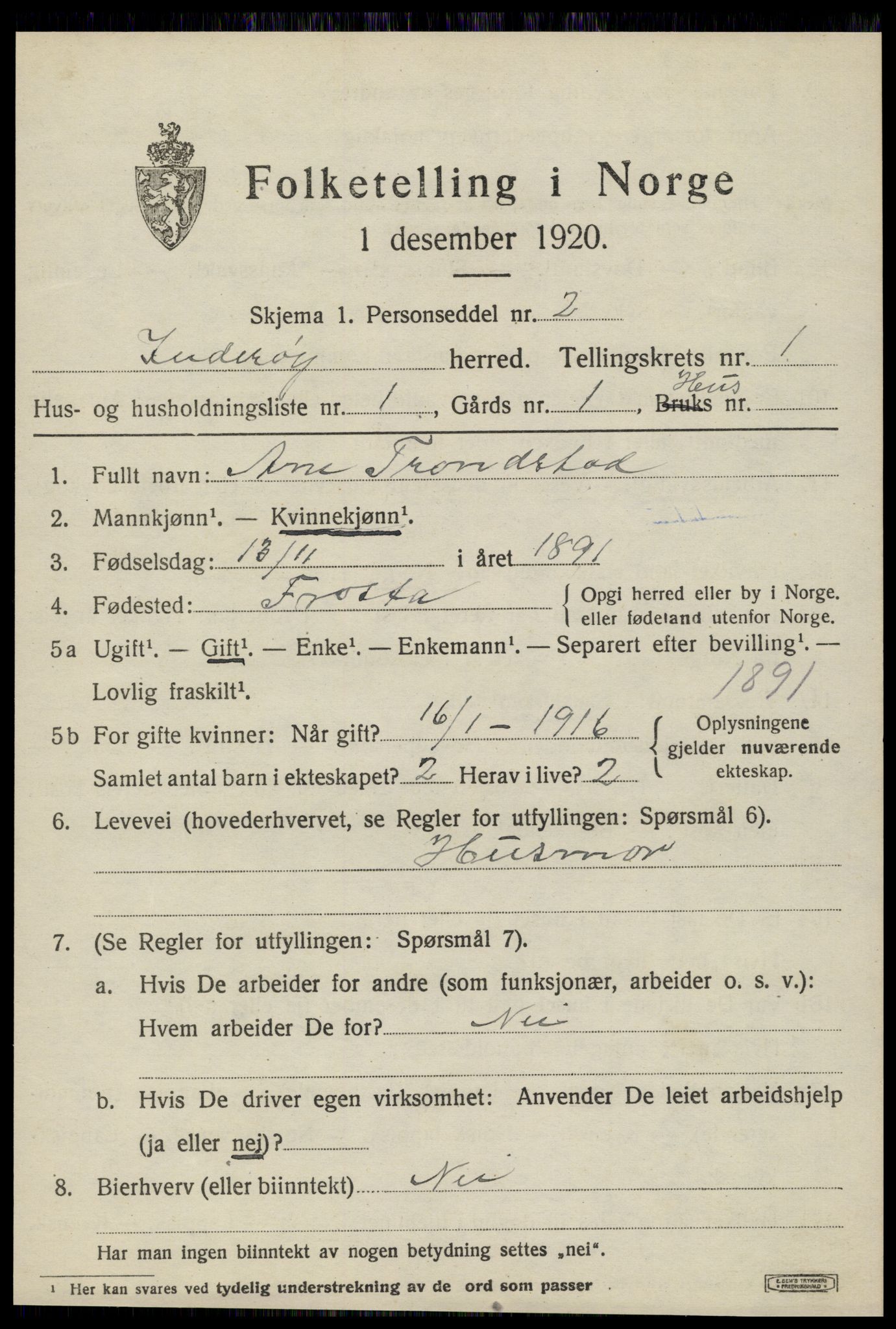 SAT, 1920 census for Inderøy, 1920, p. 1151