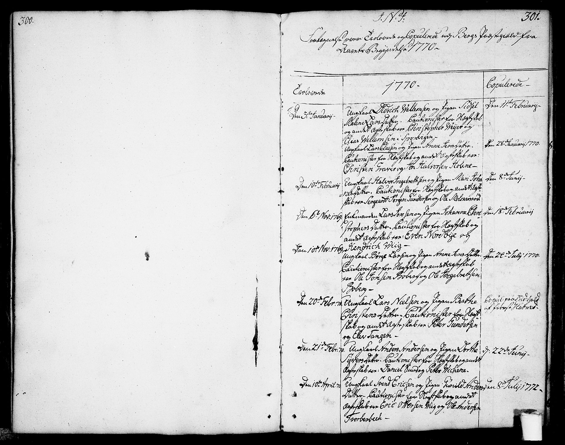 Berg prestekontor Kirkebøker, SAO/A-10902/F/Fa/L0001: Parish register (official) no. I 1, 1770-1814, p. 300-301
