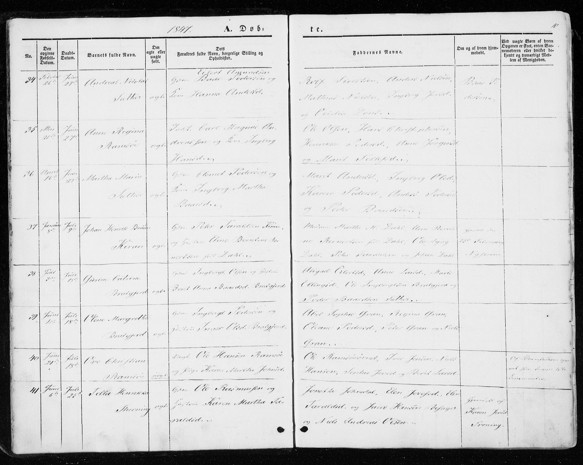 Ministerialprotokoller, klokkerbøker og fødselsregistre - Sør-Trøndelag, SAT/A-1456/657/L0704: Parish register (official) no. 657A05, 1846-1857, p. 10