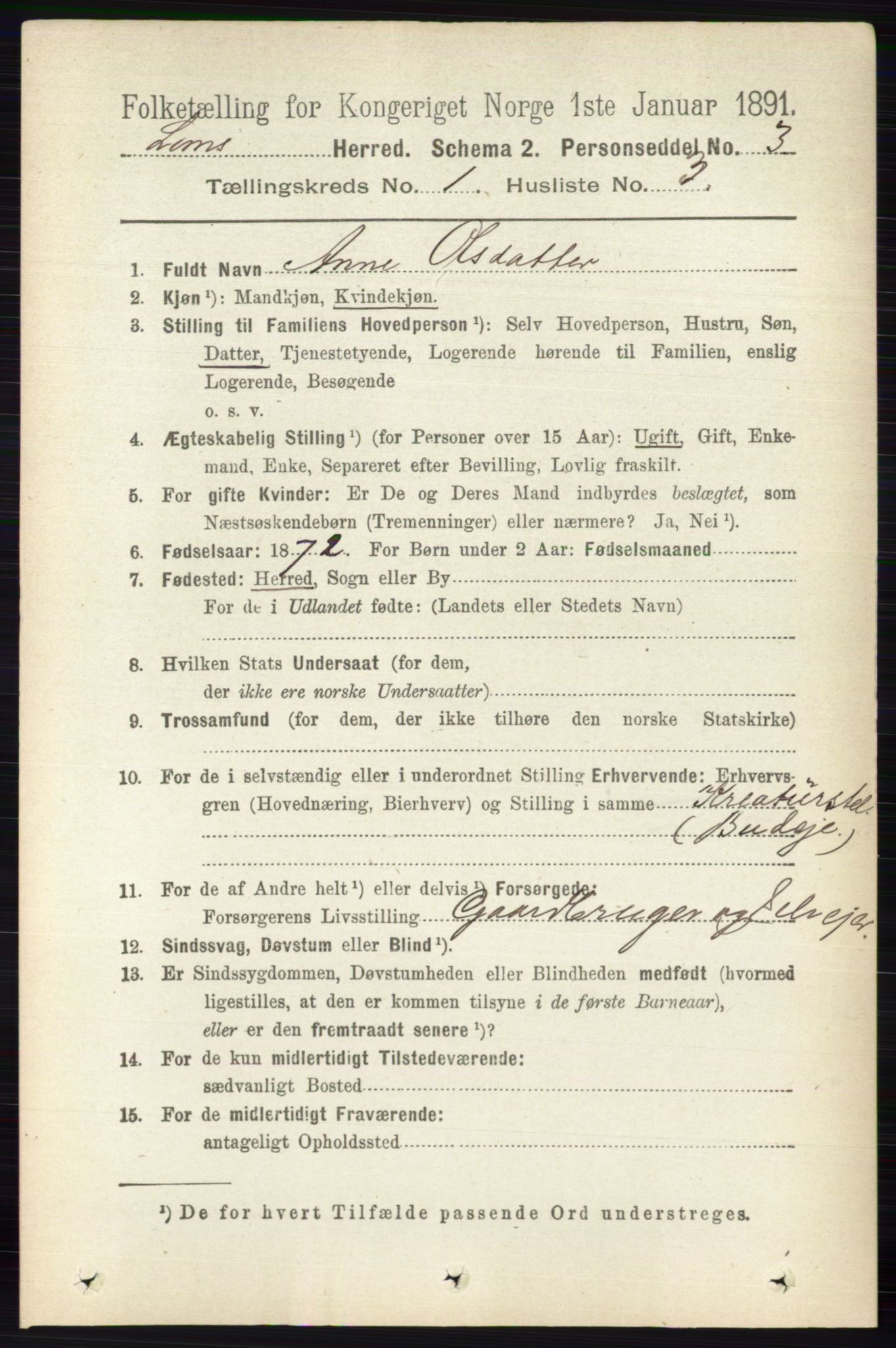 RA, 1891 census for 0514 Lom, 1891, p. 128