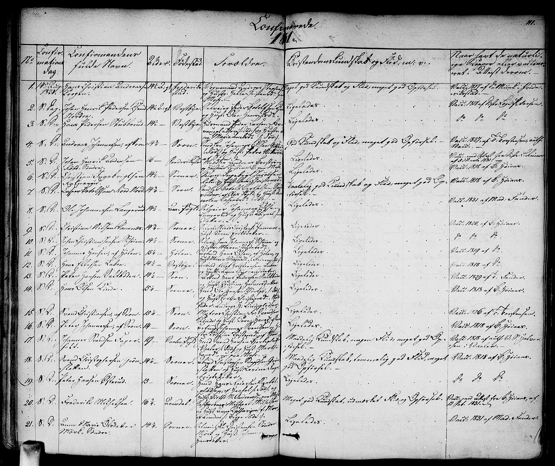 Vestby prestekontor Kirkebøker, AV/SAO-A-10893/F/Fa/L0006: Parish register (official) no. I 6, 1827-1849, p. 111