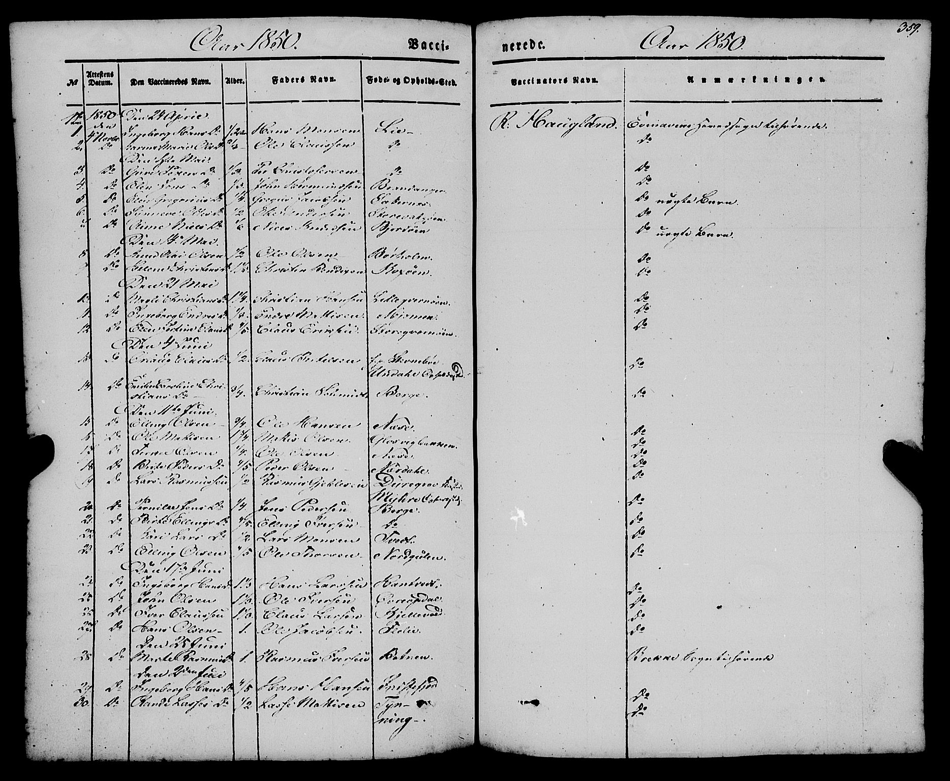 Gulen sokneprestembete, AV/SAB-A-80201/H/Haa/Haaa/L0021: Parish register (official) no. A 21, 1848-1858, p. 359