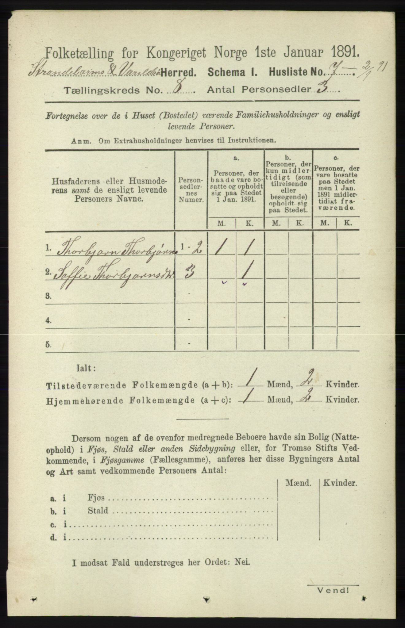 RA, 1891 census for 1226 Strandebarm og Varaldsøy, 1891, p. 2940