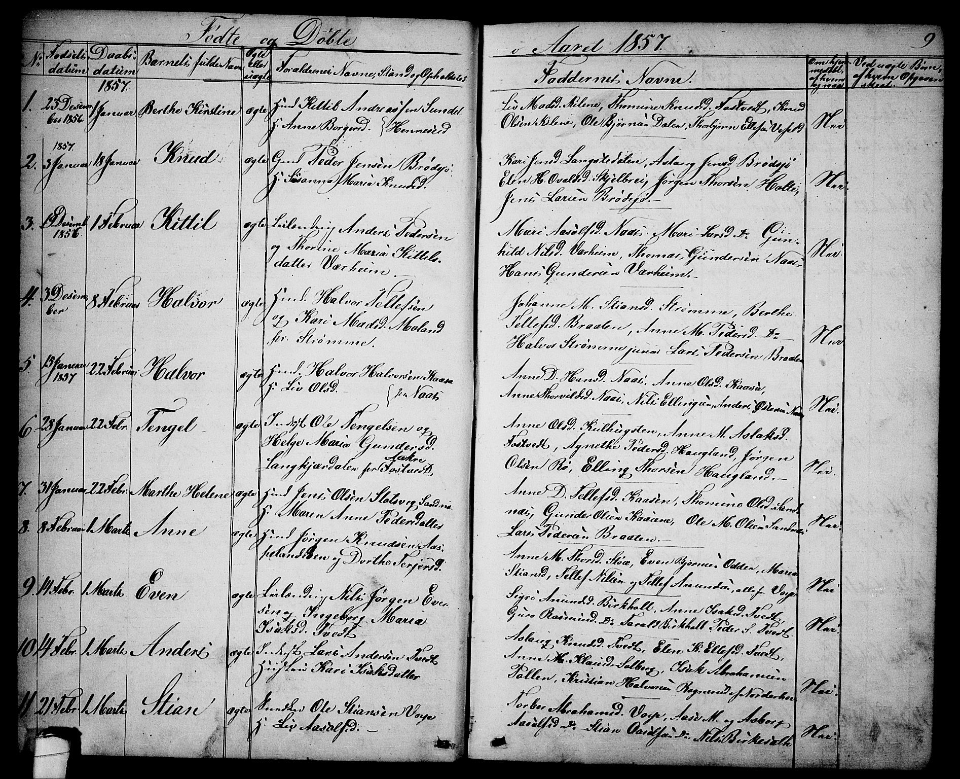 Drangedal kirkebøker, SAKO/A-258/G/Ga/L0002: Parish register (copy) no. I 2, 1856-1887, p. 9