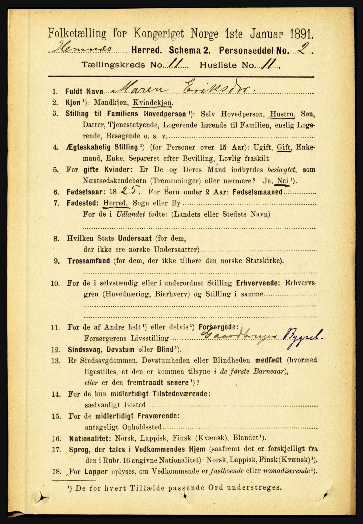 RA, 1891 census for 1832 Hemnes, 1891, p. 5366