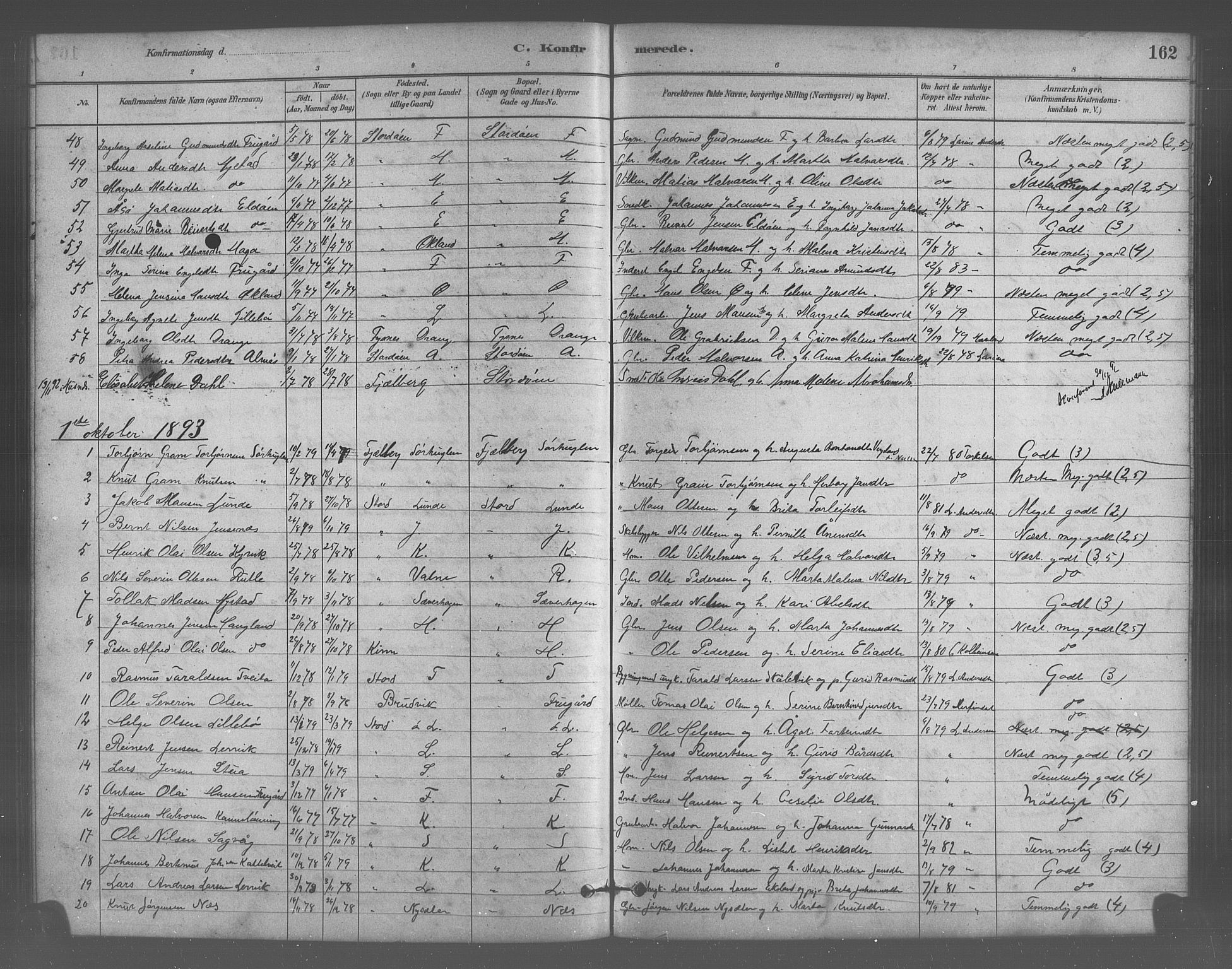 Stord sokneprestembete, SAB/A-78201/H/Hab: Parish register (copy) no. A 2, 1879-1909, p. 162