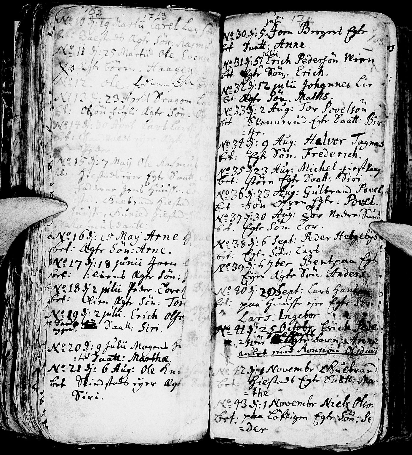 Nes prestekontor, Hedmark, AV/SAH-PREST-020/L/La/L0001: Parish register (copy) no. 1, 1663-1784, p. 102-103