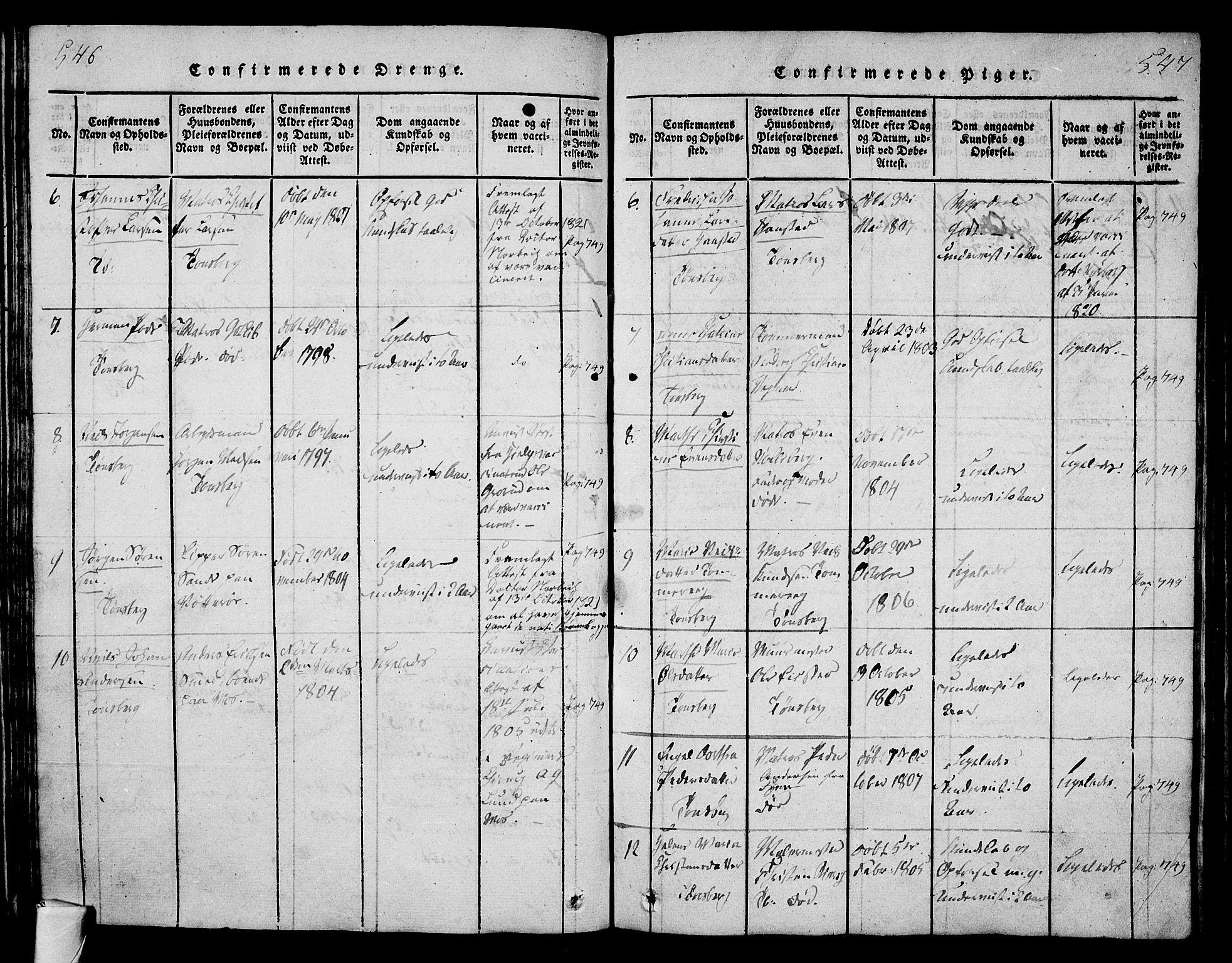 Tønsberg kirkebøker, AV/SAKO-A-330/F/Fa/L0004: Parish register (official) no. I 4, 1813-1826, p. 546-547