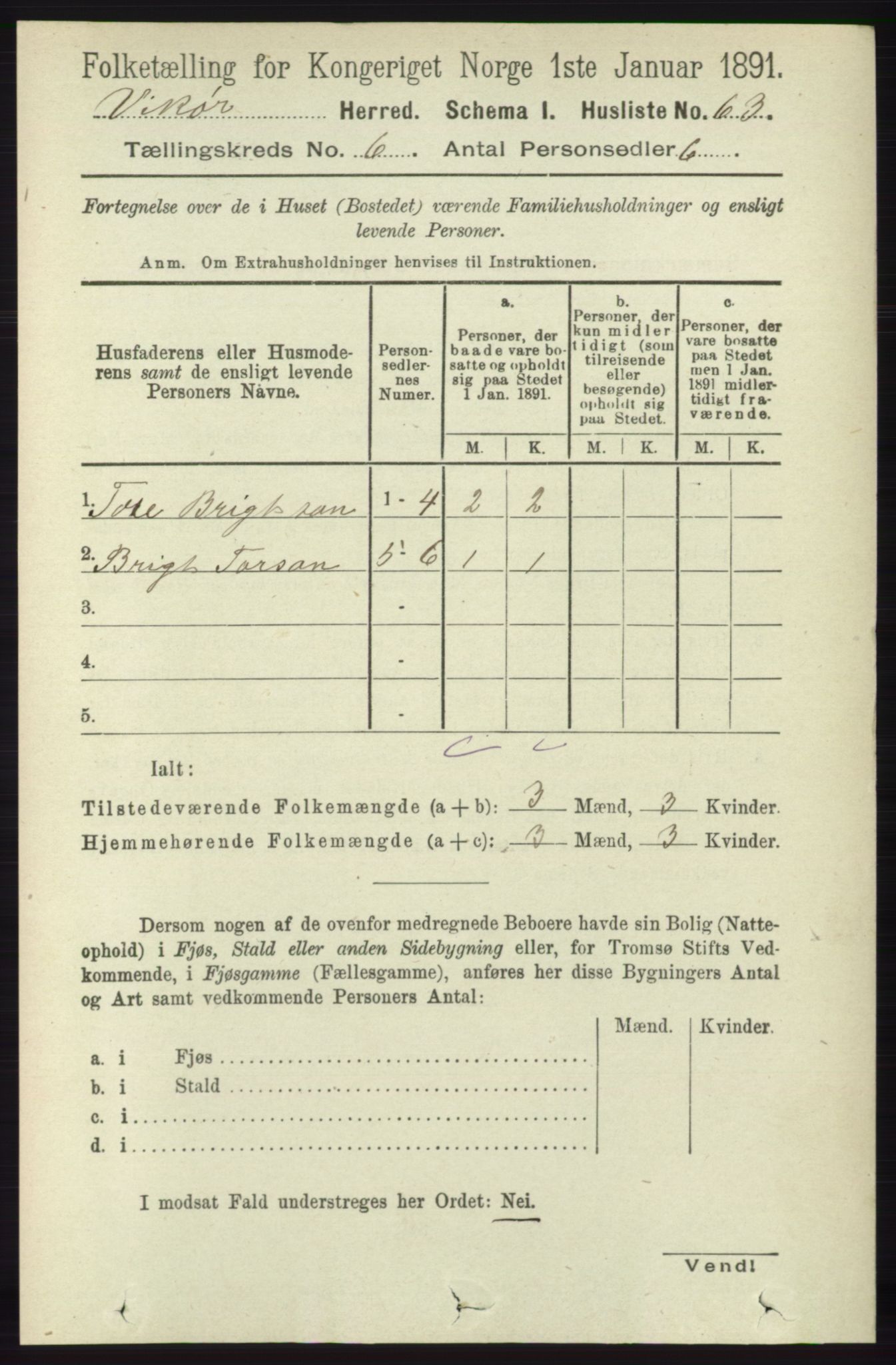 RA, 1891 census for 1238 Vikør, 1891, p. 1804