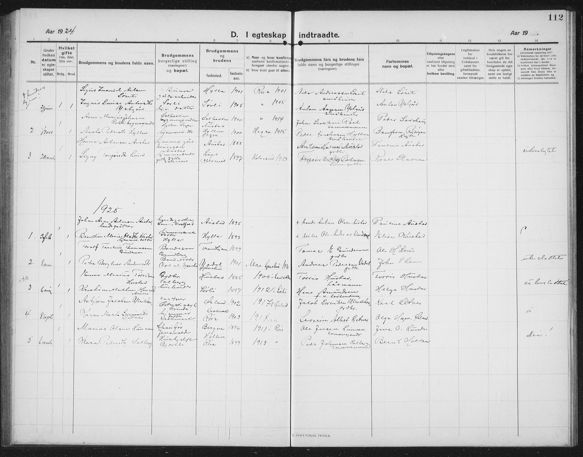 Ministerialprotokoller, klokkerbøker og fødselsregistre - Nord-Trøndelag, SAT/A-1458/731/L0312: Parish register (copy) no. 731C03, 1911-1935, p. 112
