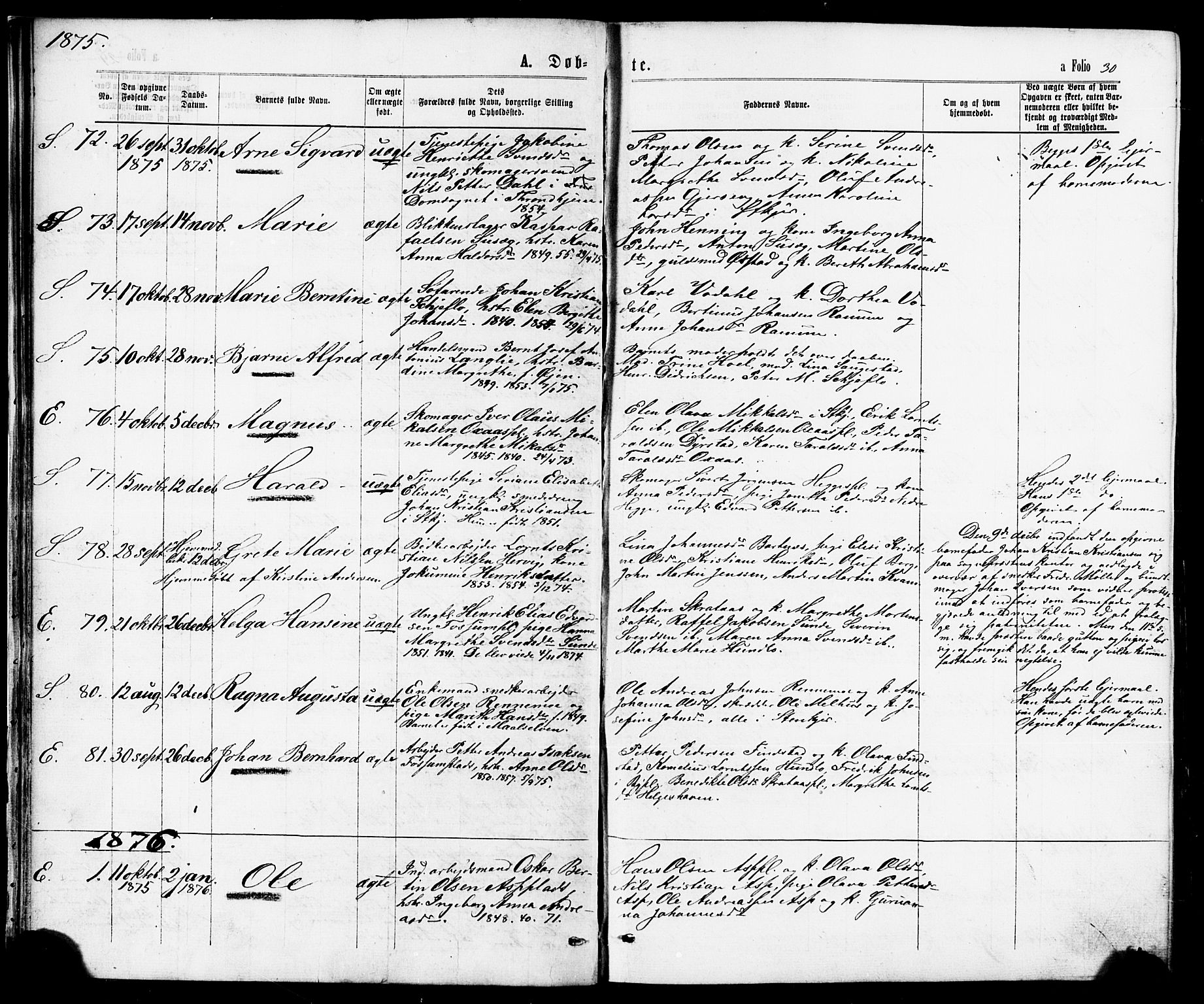 Ministerialprotokoller, klokkerbøker og fødselsregistre - Nord-Trøndelag, AV/SAT-A-1458/739/L0370: Parish register (official) no. 739A02, 1868-1881, p. 30