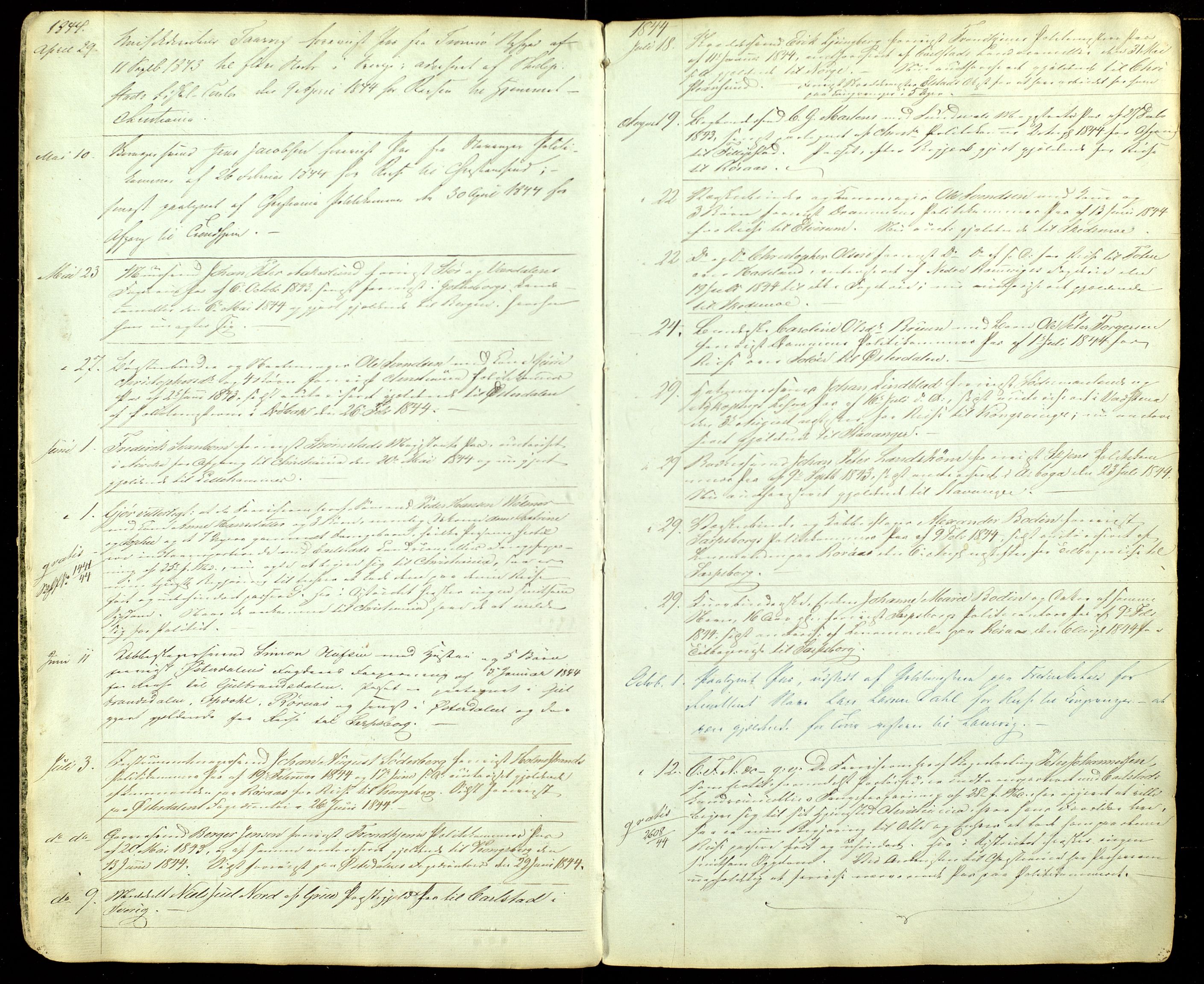 Solør fogderi, AV/SAH-FOGDH-004/L/La/L0001: Passprotokoll for reisende, 1843-1887