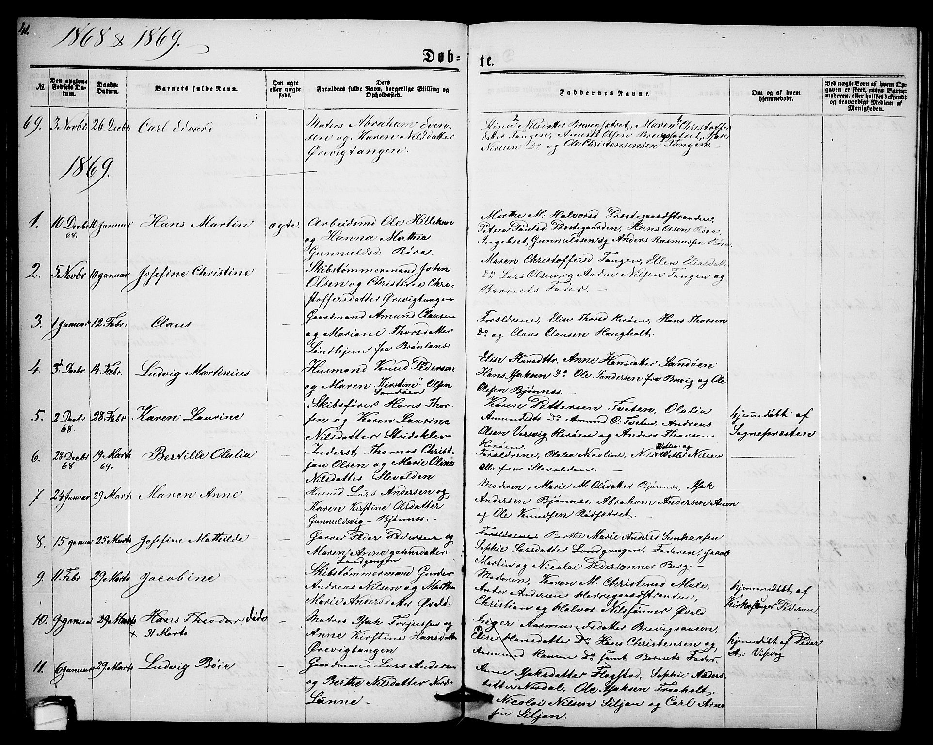 Eidanger kirkebøker, AV/SAKO-A-261/G/Ga/L0001: Parish register (copy) no. 1, 1863-1878, p. 41