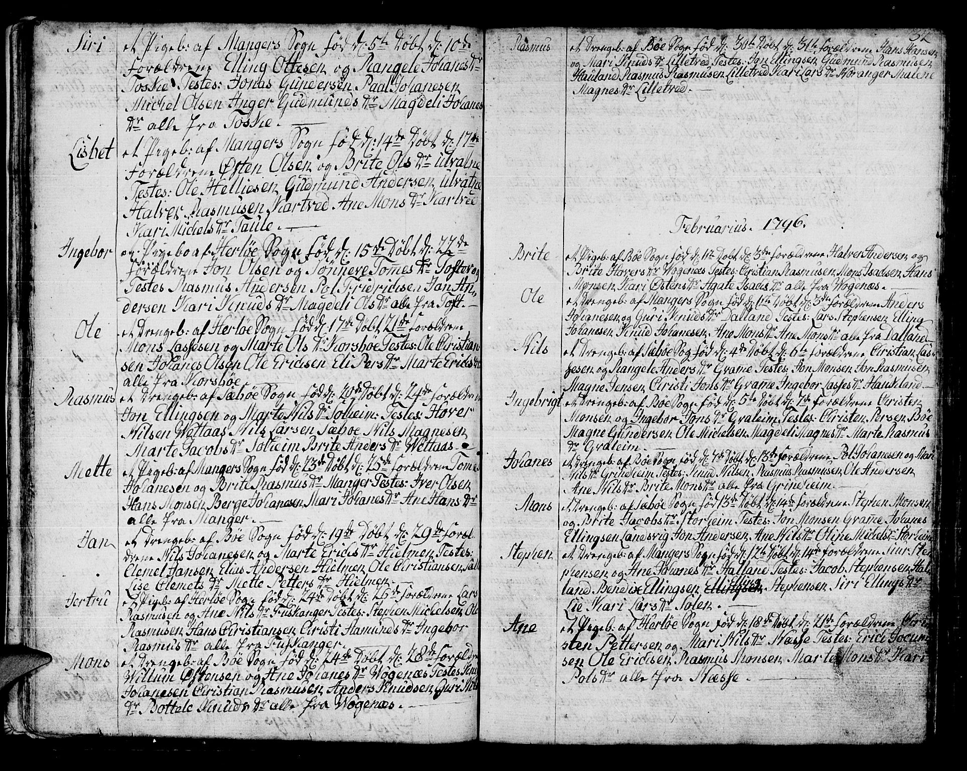 Manger sokneprestembete, AV/SAB-A-76801/H/Haa: Parish register (official) no. A 2, 1792-1815, p. 32