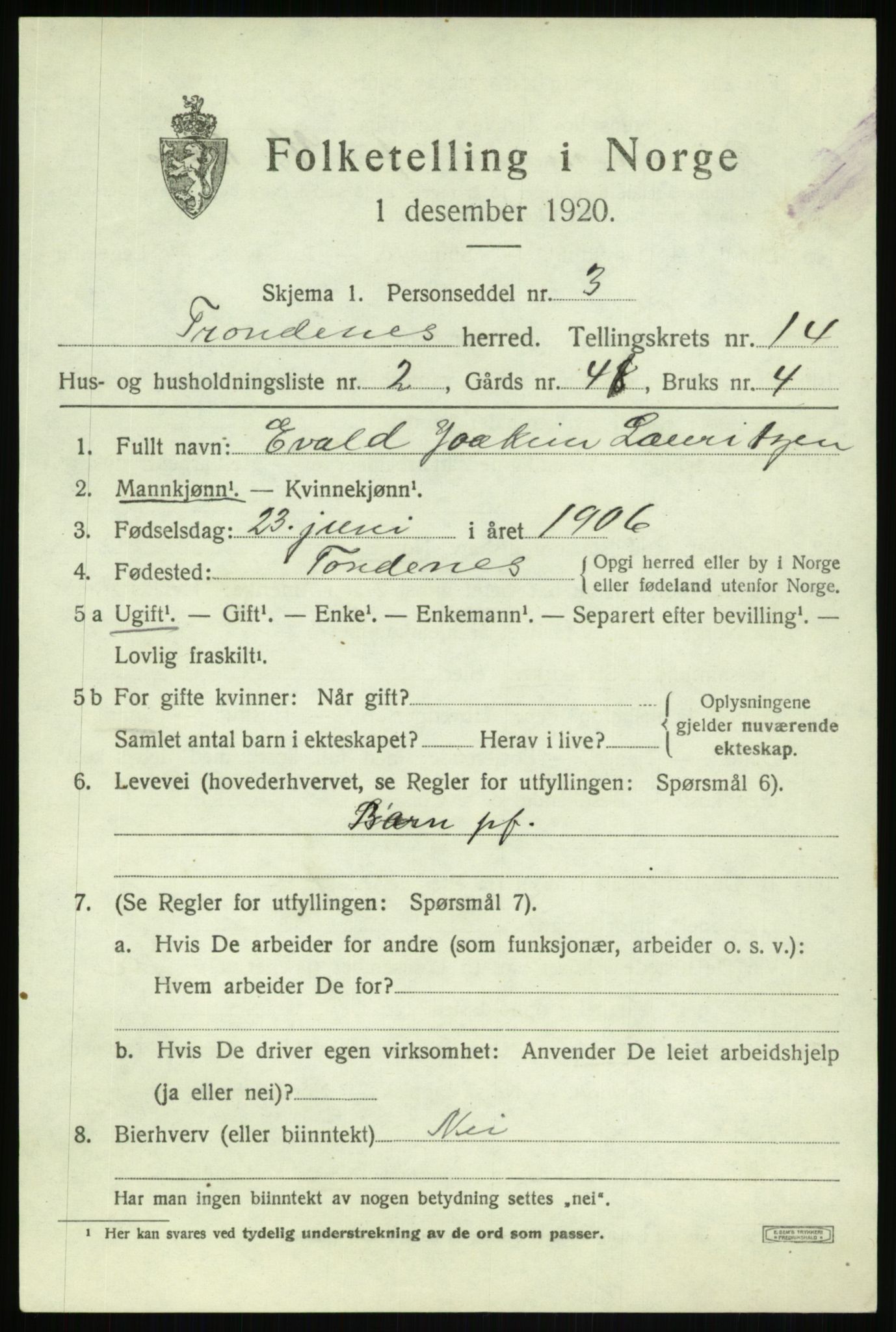 SATØ, 1920 census for Trondenes, 1920, p. 9973