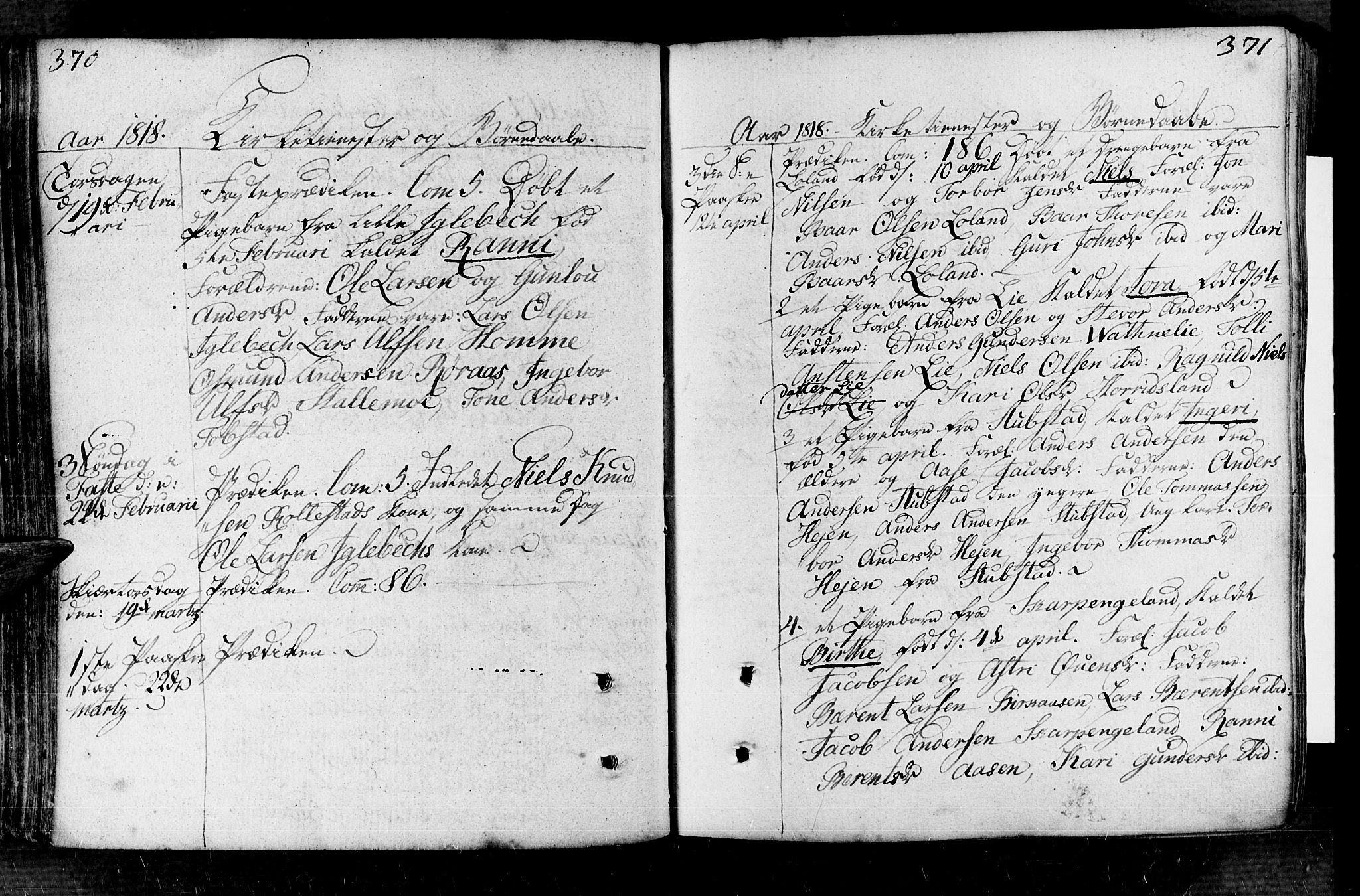 Vennesla sokneprestkontor, AV/SAK-1111-0045/Fa/Fac/L0002: Parish register (official) no. A 2, 1785-1834, p. 370-371