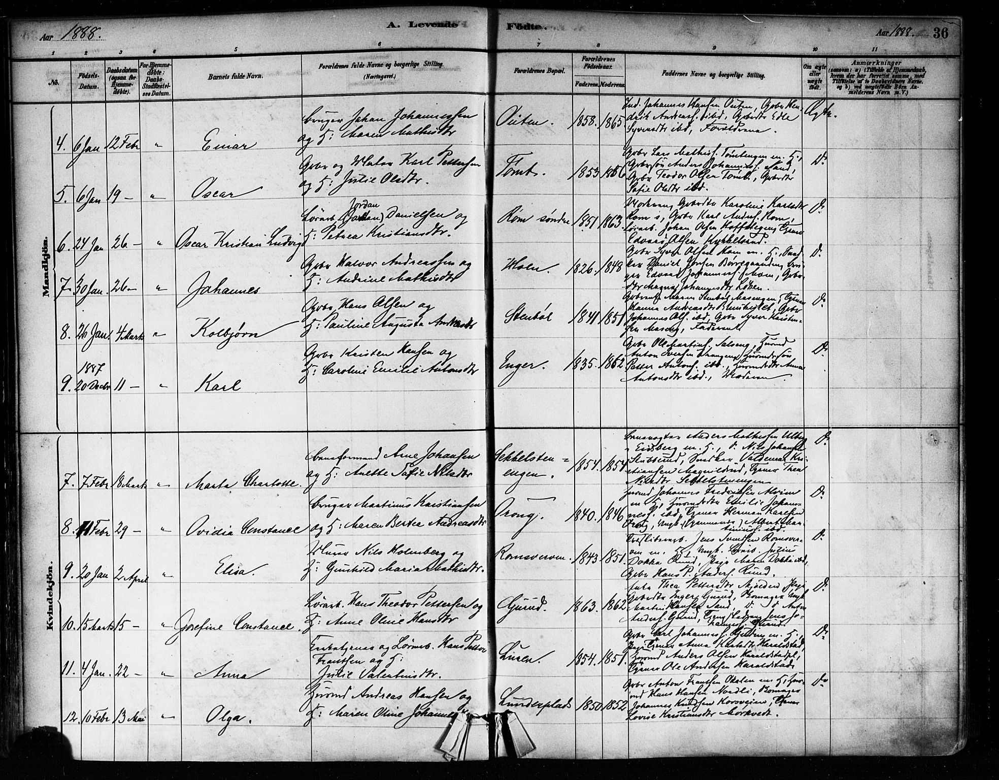 Askim prestekontor Kirkebøker, AV/SAO-A-10900/F/Fa/L0007: Parish register (official) no. 7, 1882-1897, p. 36