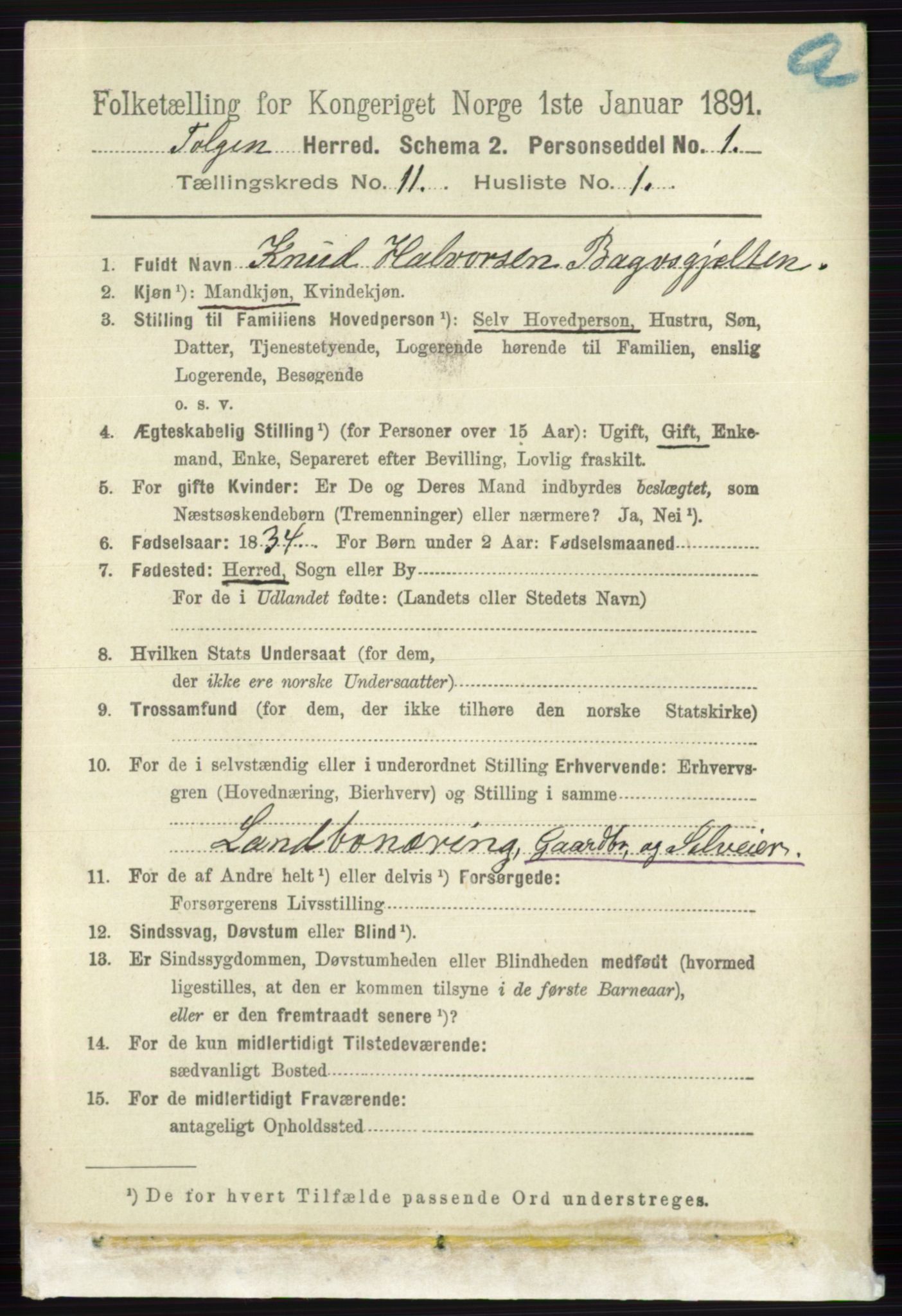 RA, 1891 census for 0436 Tolga, 1891, p. 3221