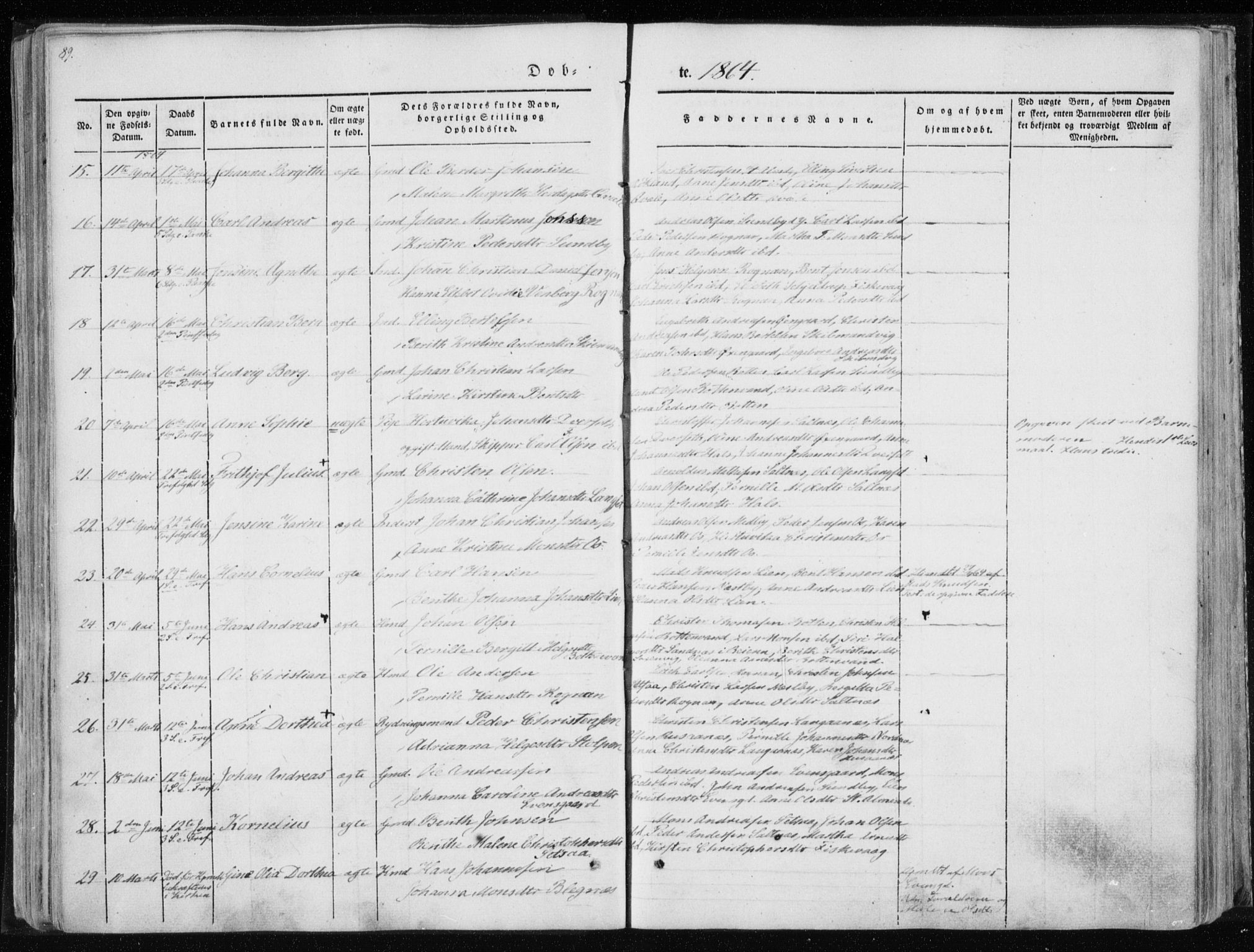 Ministerialprotokoller, klokkerbøker og fødselsregistre - Nordland, SAT/A-1459/847/L0666: Parish register (official) no. 847A06, 1842-1871, p. 89