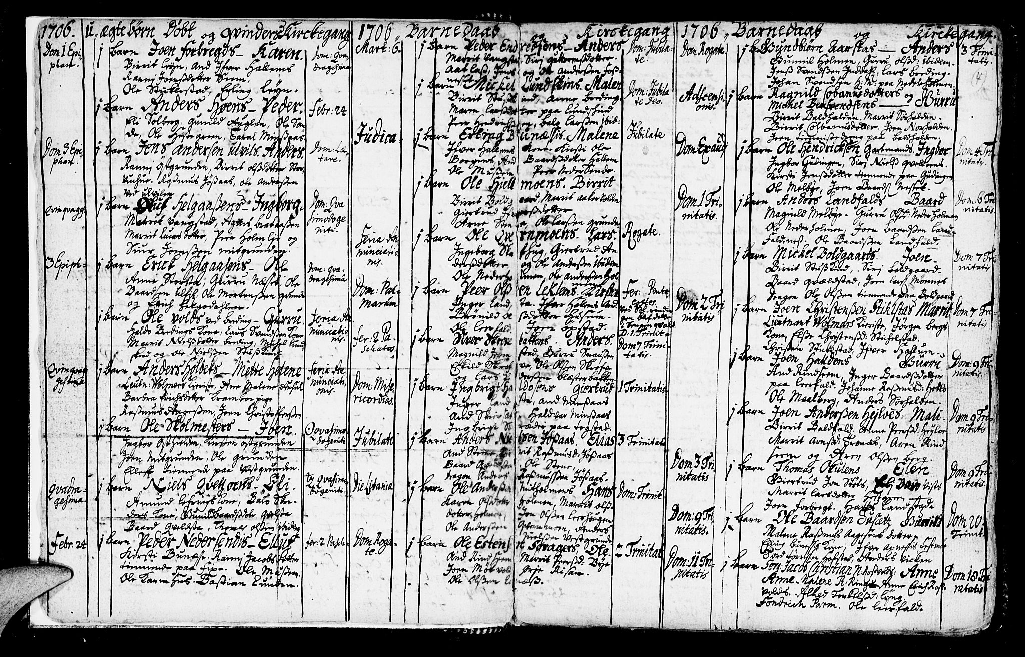 Ministerialprotokoller, klokkerbøker og fødselsregistre - Nord-Trøndelag, SAT/A-1458/723/L0230: Parish register (official) no. 723A01, 1705-1747, p. 4